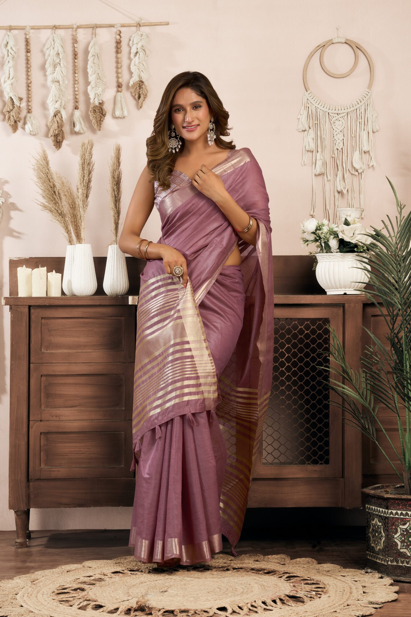 Elegant Khadi Cotton Saree with Jhallar Border & Brocade Blouse - Image 7