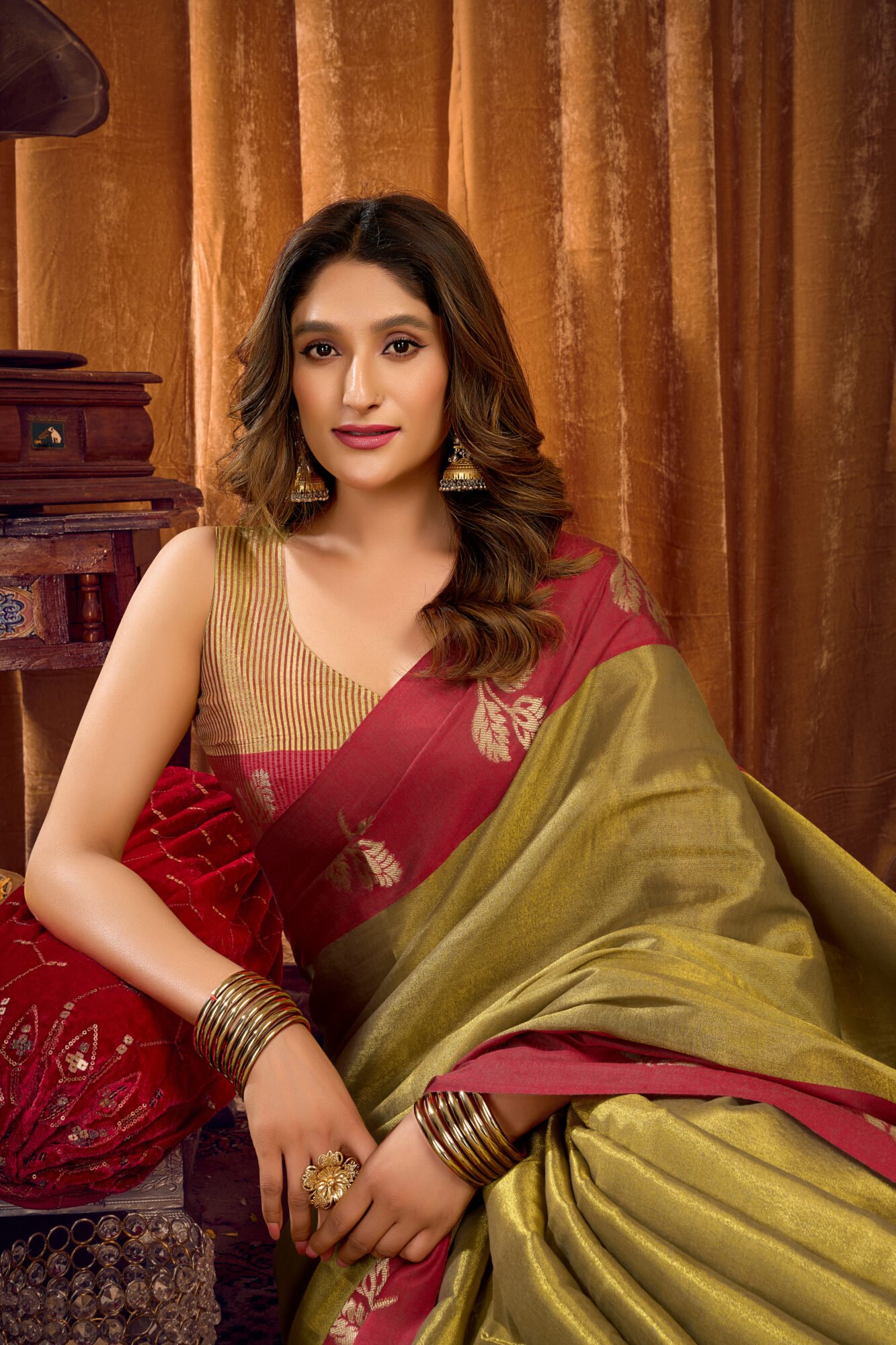 Elegant Soft Tissue Saree with Contrast Jhallar Border - Image 8