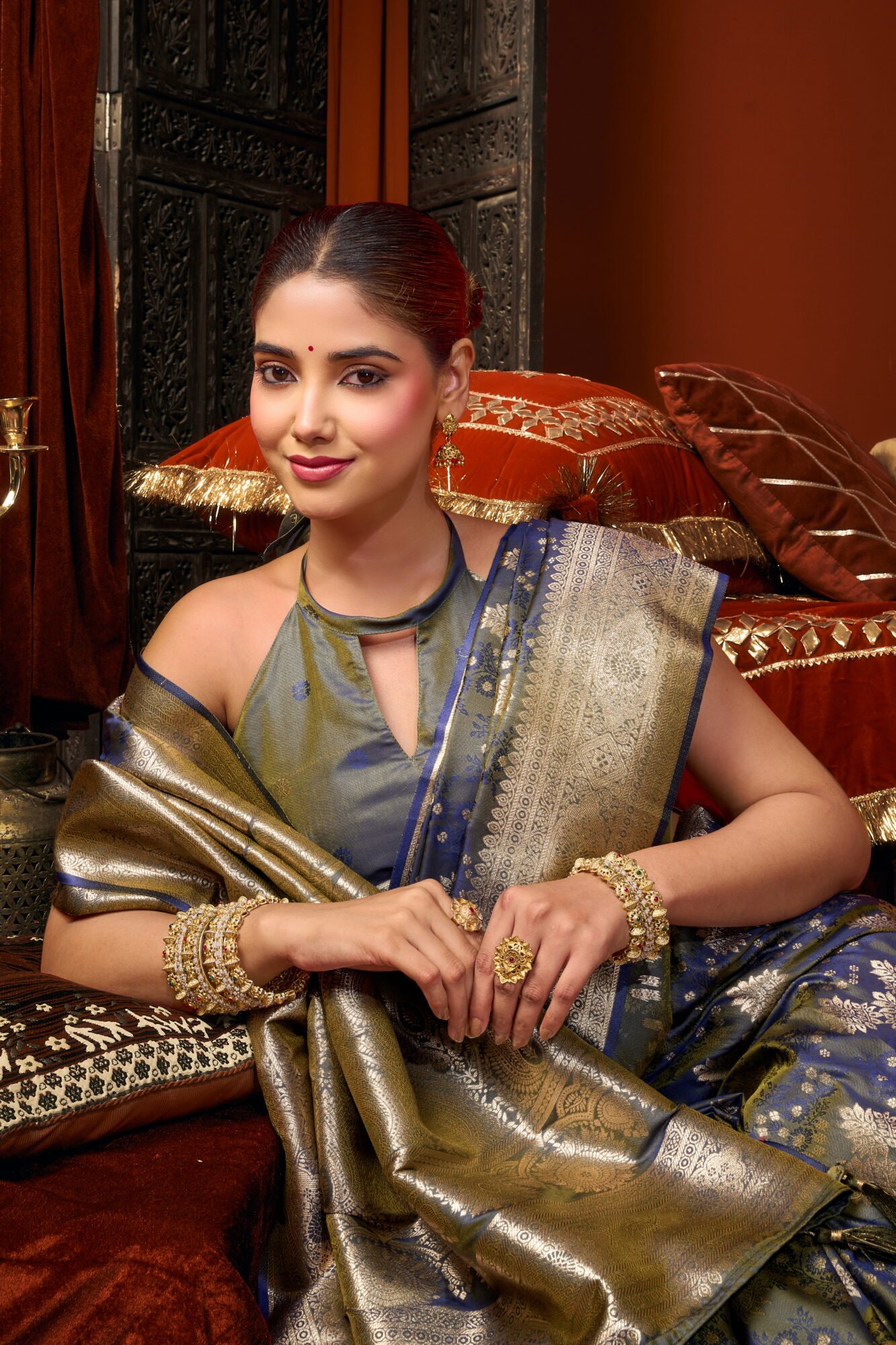 Self Jacquard Soft Silk Saree with Rich Zari & Tassels