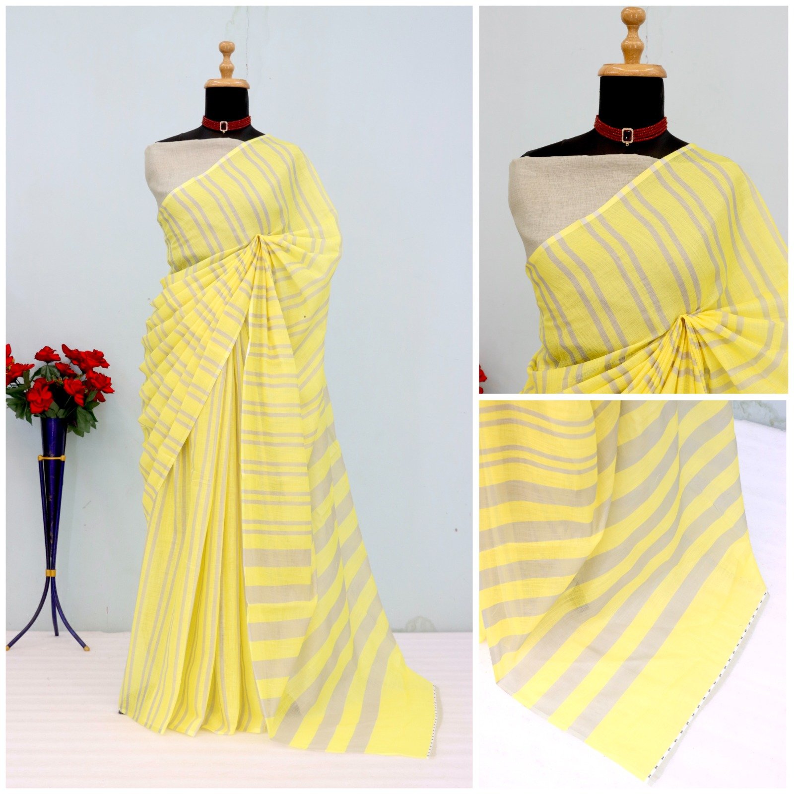 Timeless Charm – Soft Linen Cotton Saree
