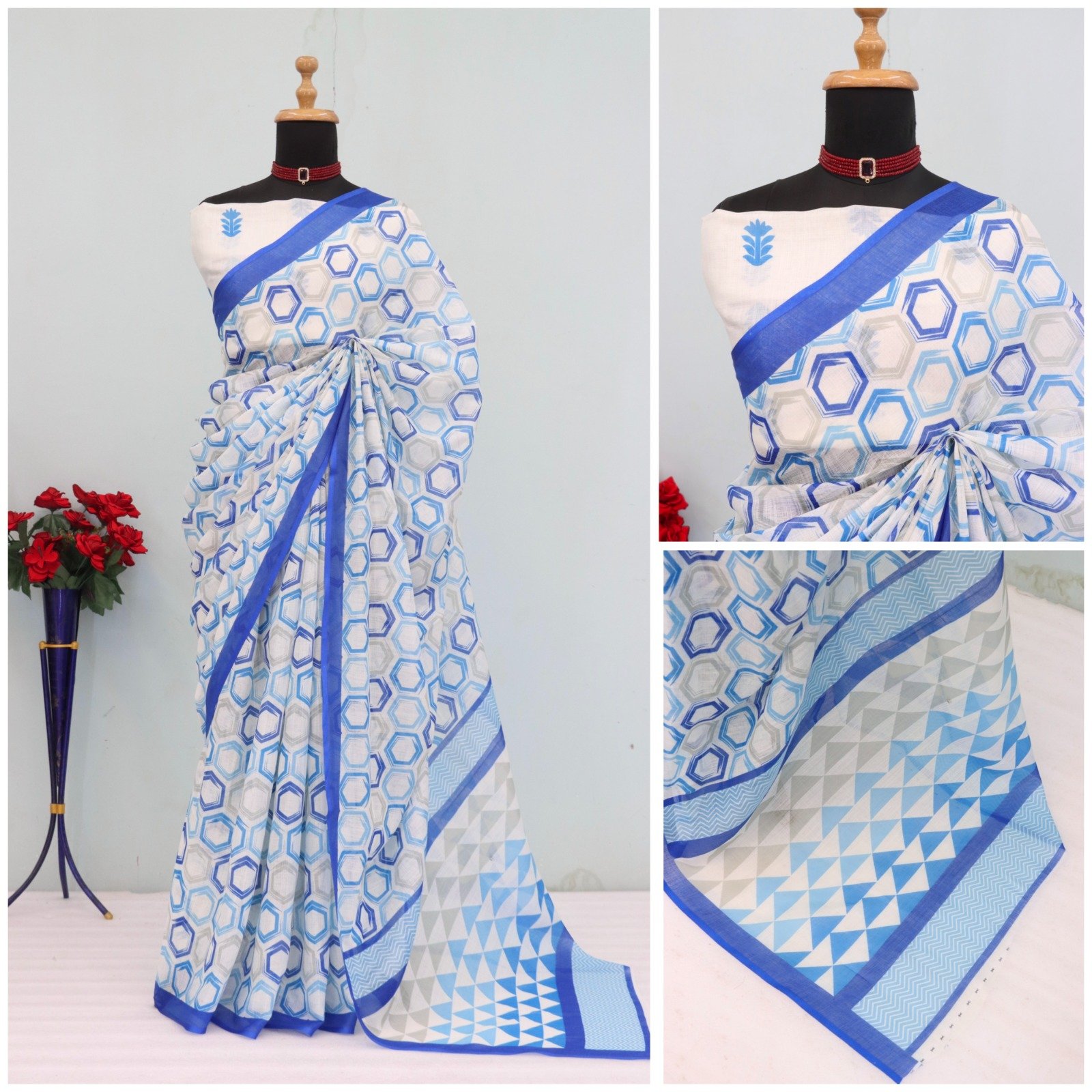 Timeless Charm – Soft Linen Cotton Saree - Image 5