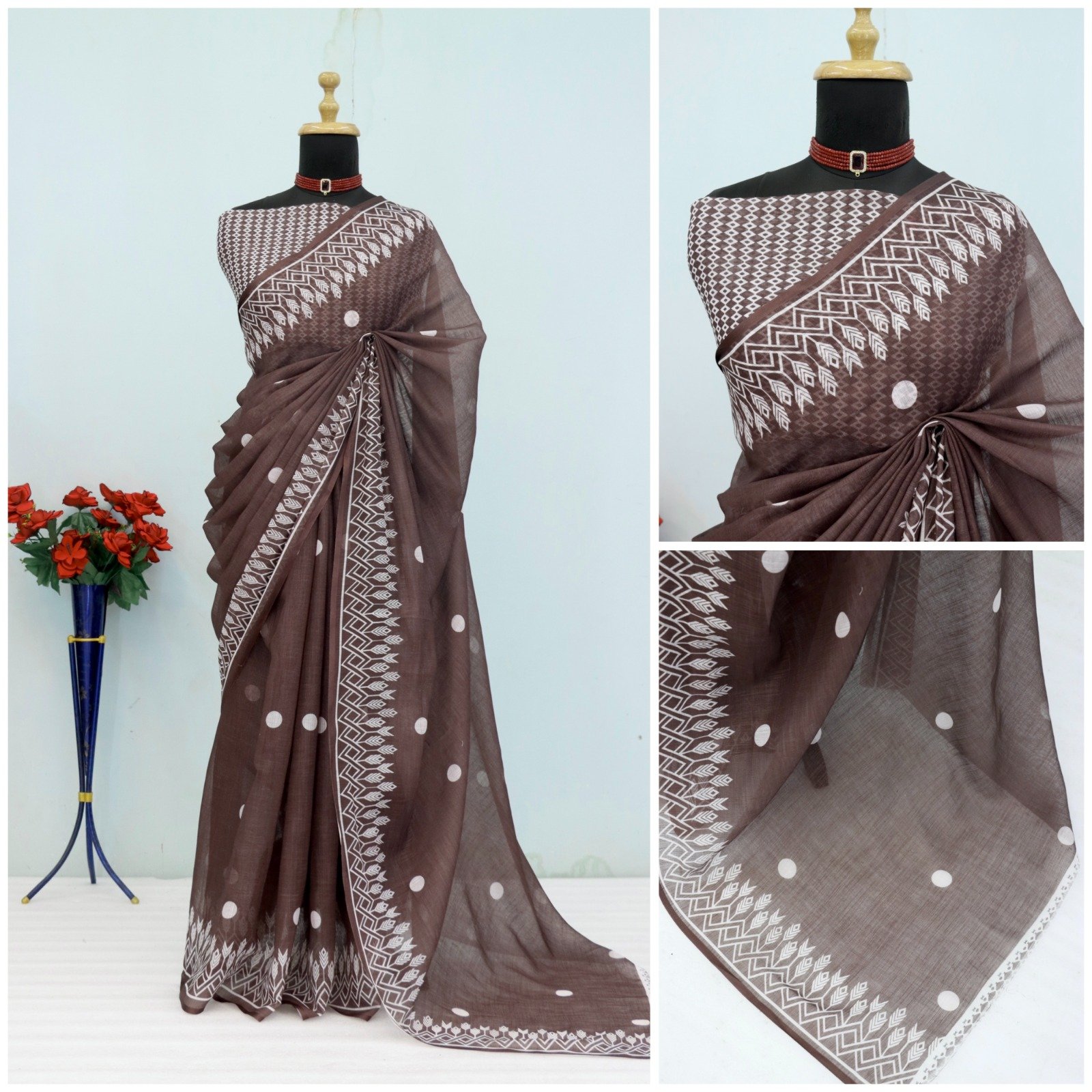 Timeless Charm – Soft Linen Cotton Saree - Image 2