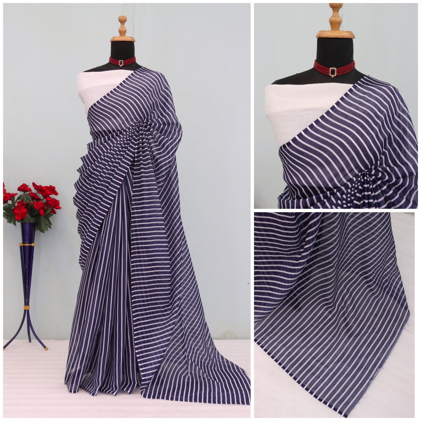 Timeless Charm – Soft Linen Cotton Saree - Image 4