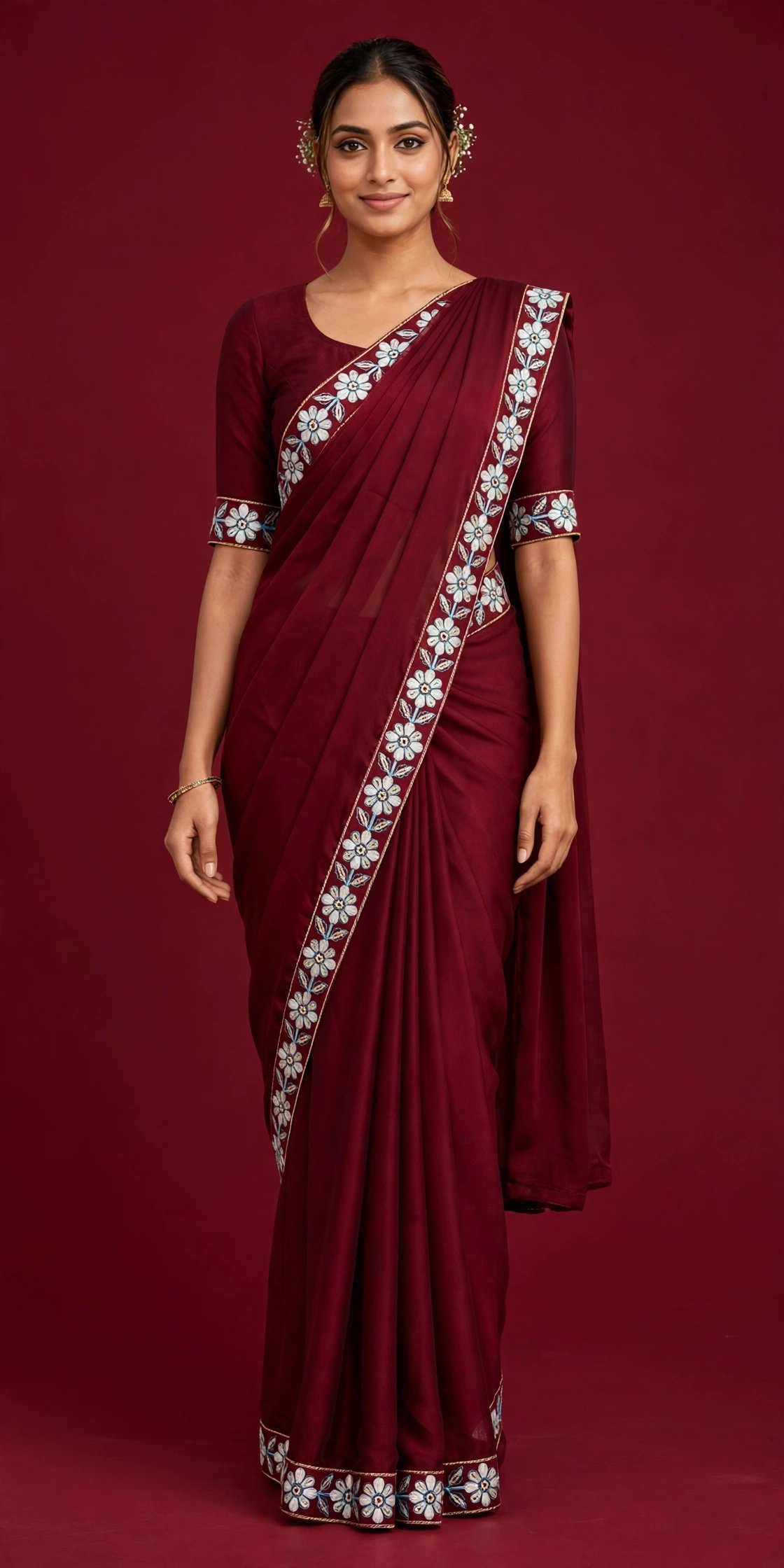 Rangoli Royale – Silk Saree with Embroidery & Fancy Lace - Image 8