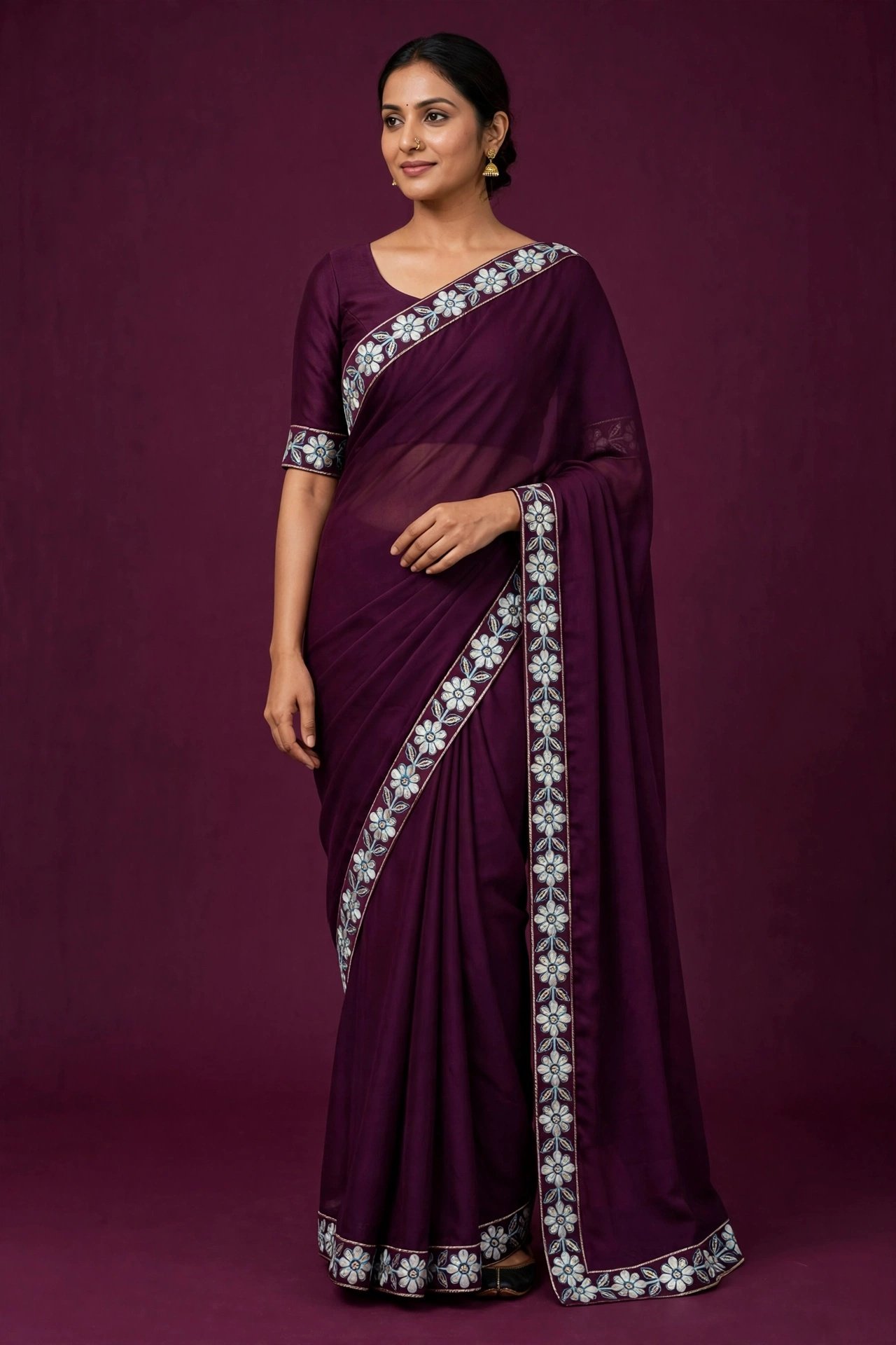 Rangoli Royale – Silk Saree with Embroidery & Fancy Lace - Image 6