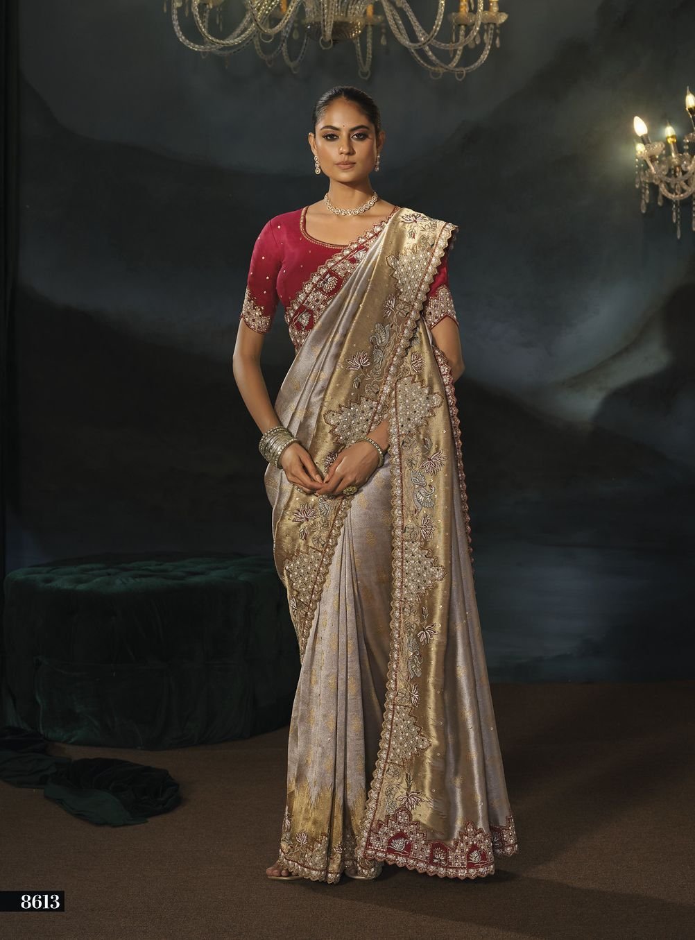 Exquisite Wedding Sarees with Heavy Handcrafted Work - Image 2