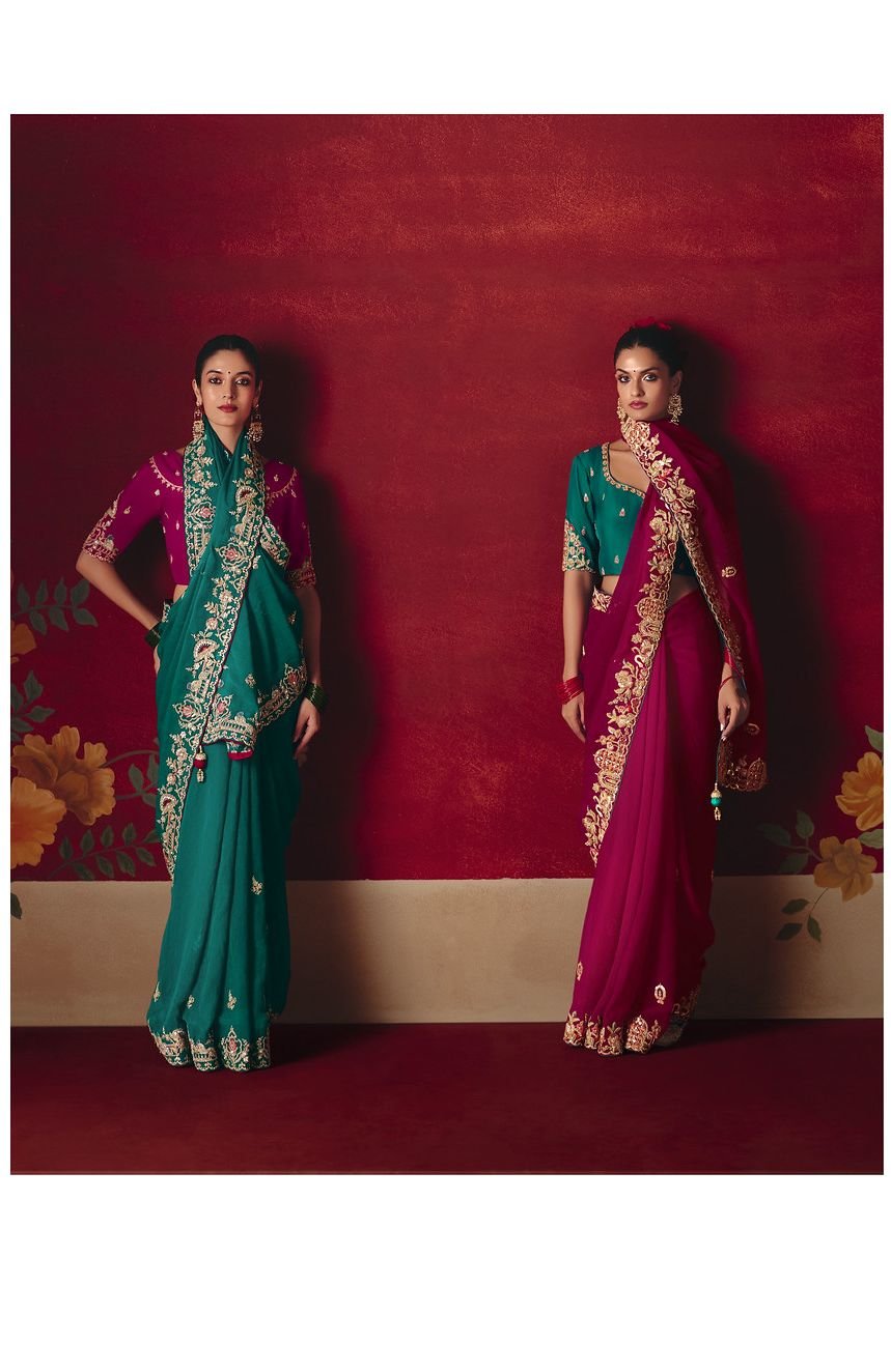 Designer Fancy Saree with Sequin and Embroidered Butti Work - Image 2