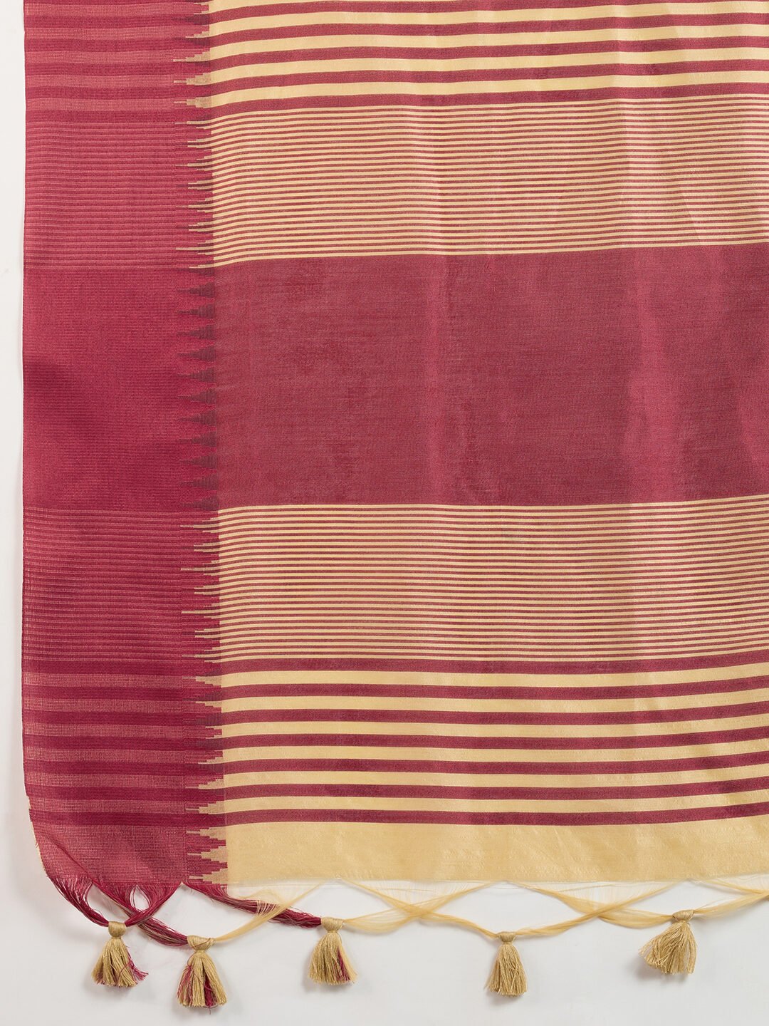 Heritage Khadi Raw Silk Saree with Contrast Temple Border - Image 3