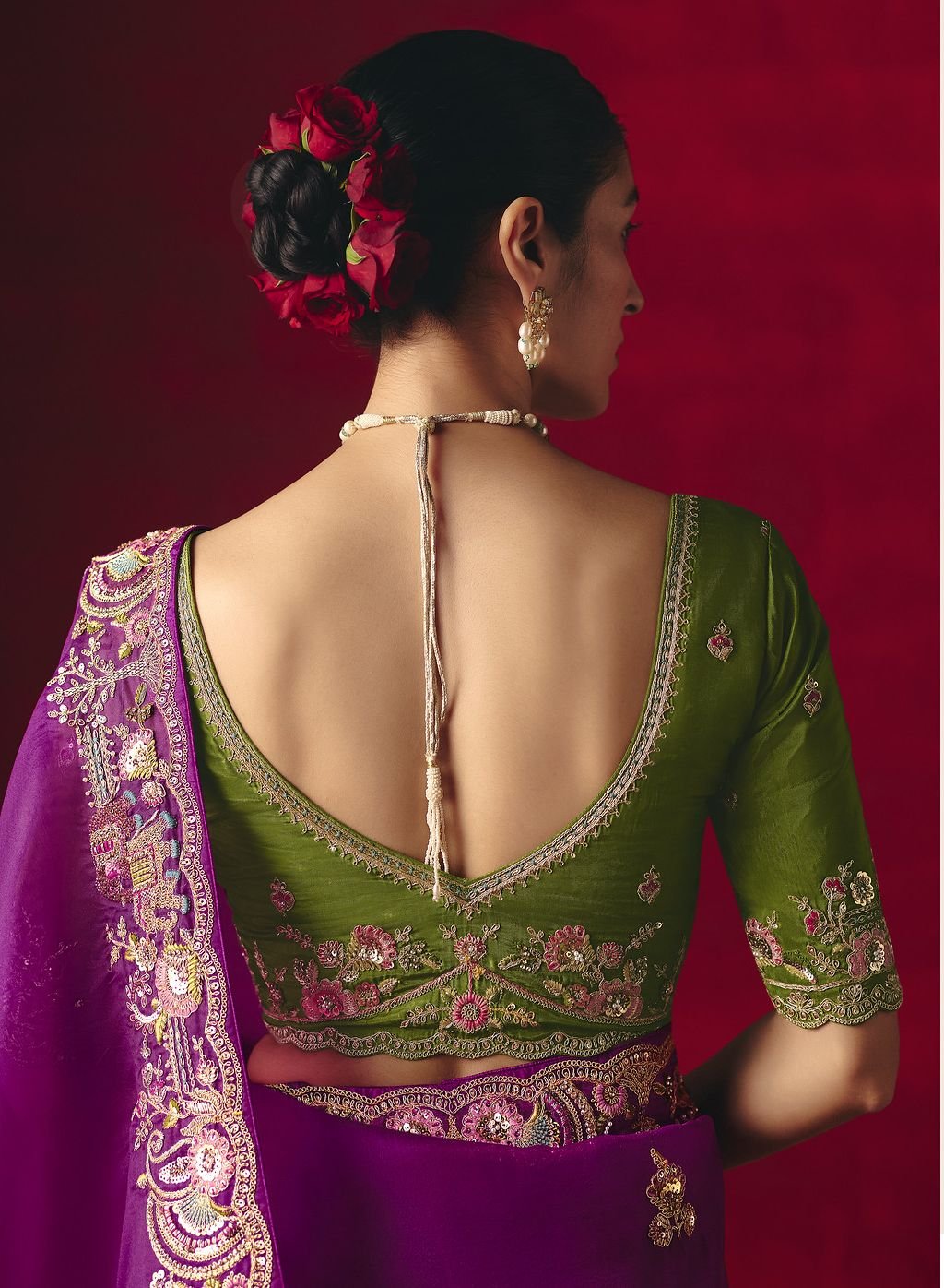 Designer Fancy Saree with Sequin and Embroidered Butti Work - Image 4