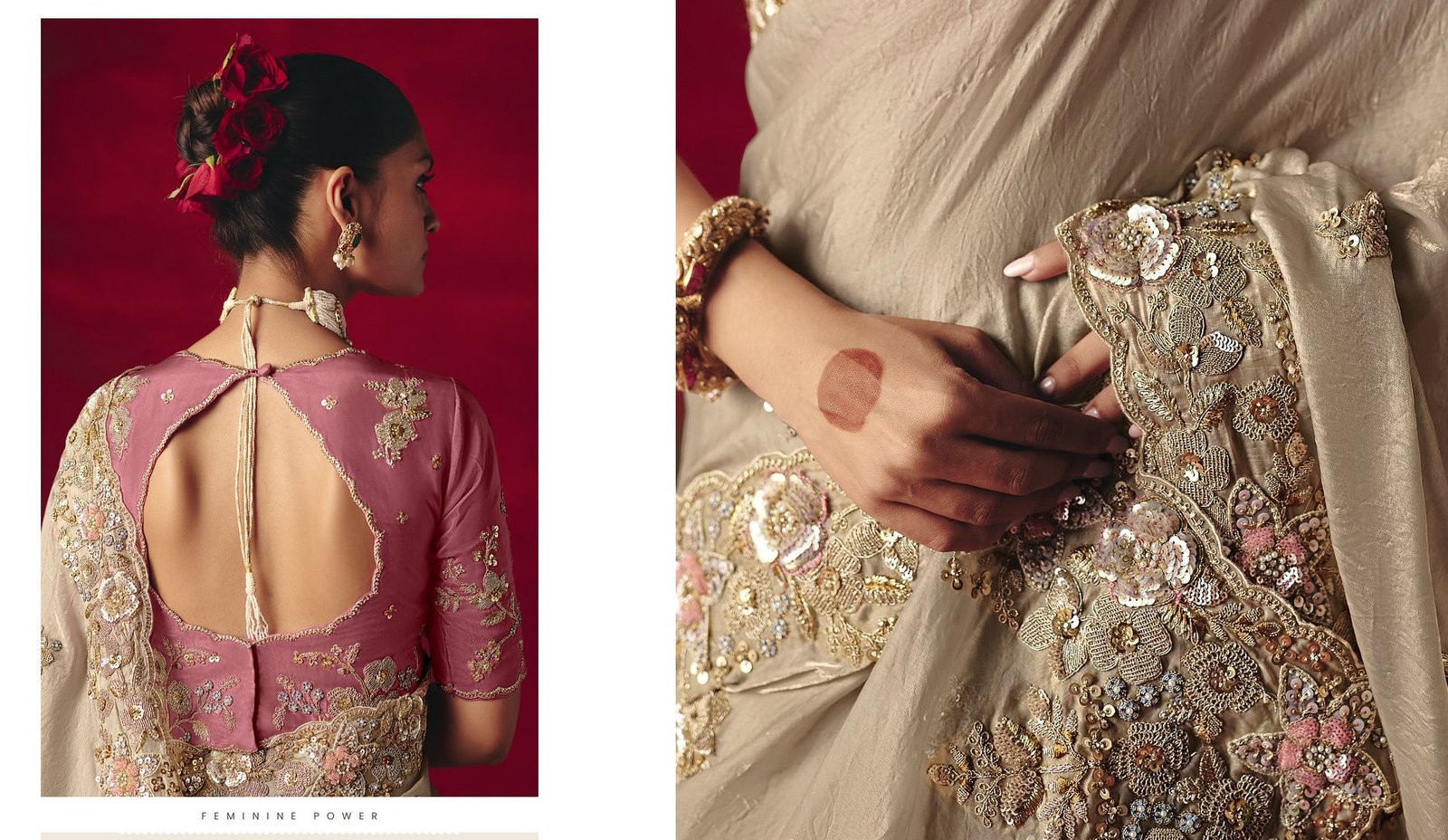 Designer Fancy Saree with Sequin and Embroidered Butti Work - Image 6