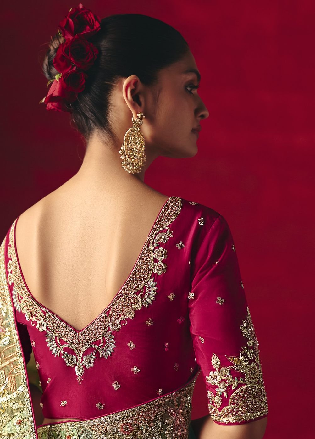 Glamorous Fancy Saree with Sequin and Thread Embellishments - Image 8