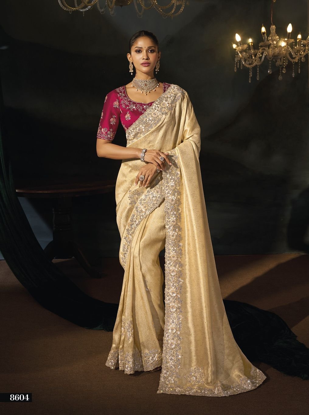 Exquisite Wedding Sarees with Heavy Handcrafted Work - Image 3