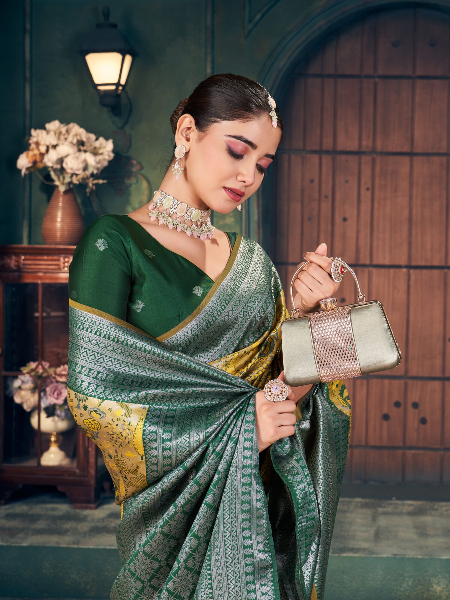 Regal Zari Silk Saree with Elegant Zhallar