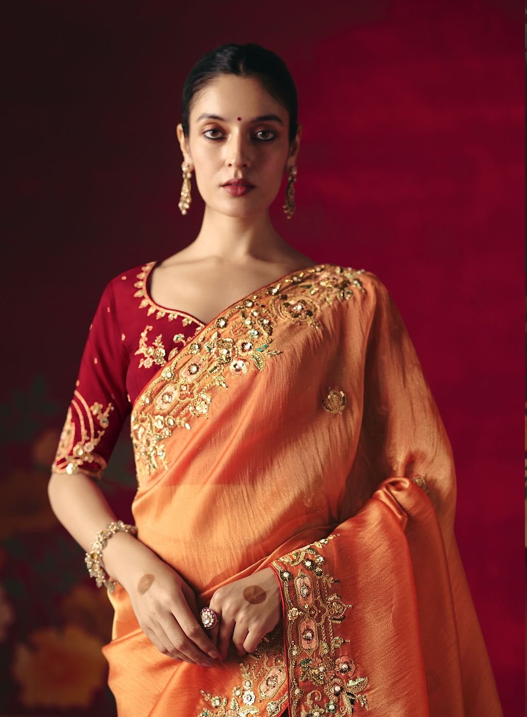 Glamorous Fancy Saree with Sequin and Thread Embellishments - Image 3