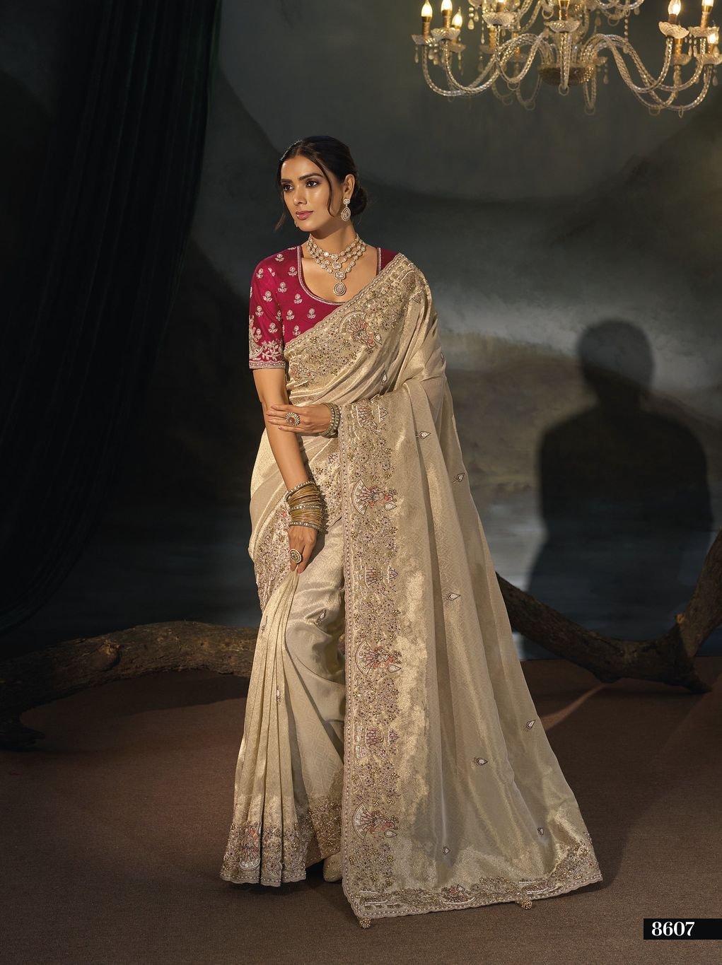 Exquisite Wedding Sarees with Heavy Handcrafted Work - Image 4
