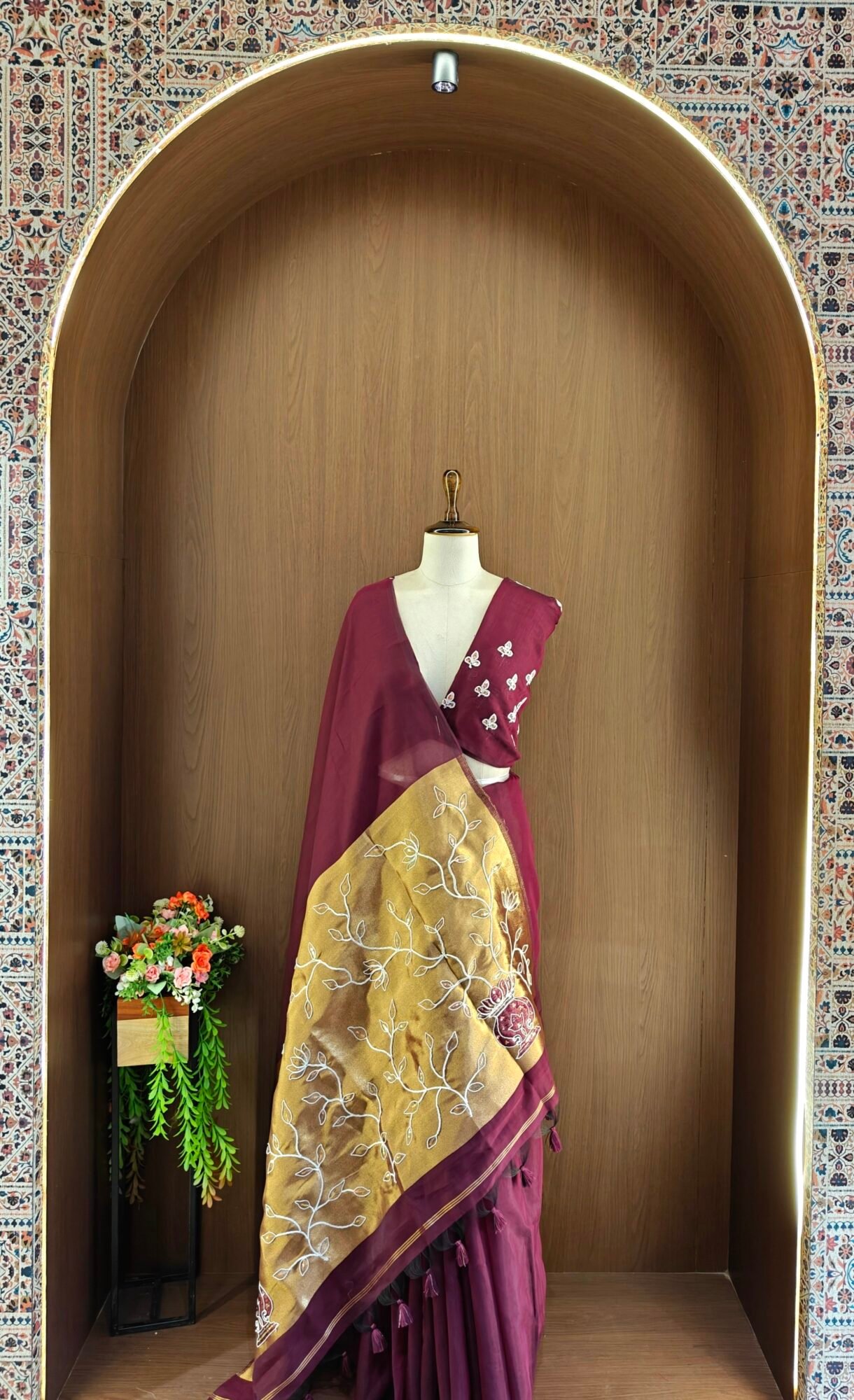 Artistic Soft Mul Cotton Saree with Aari & Sequin Embroidery