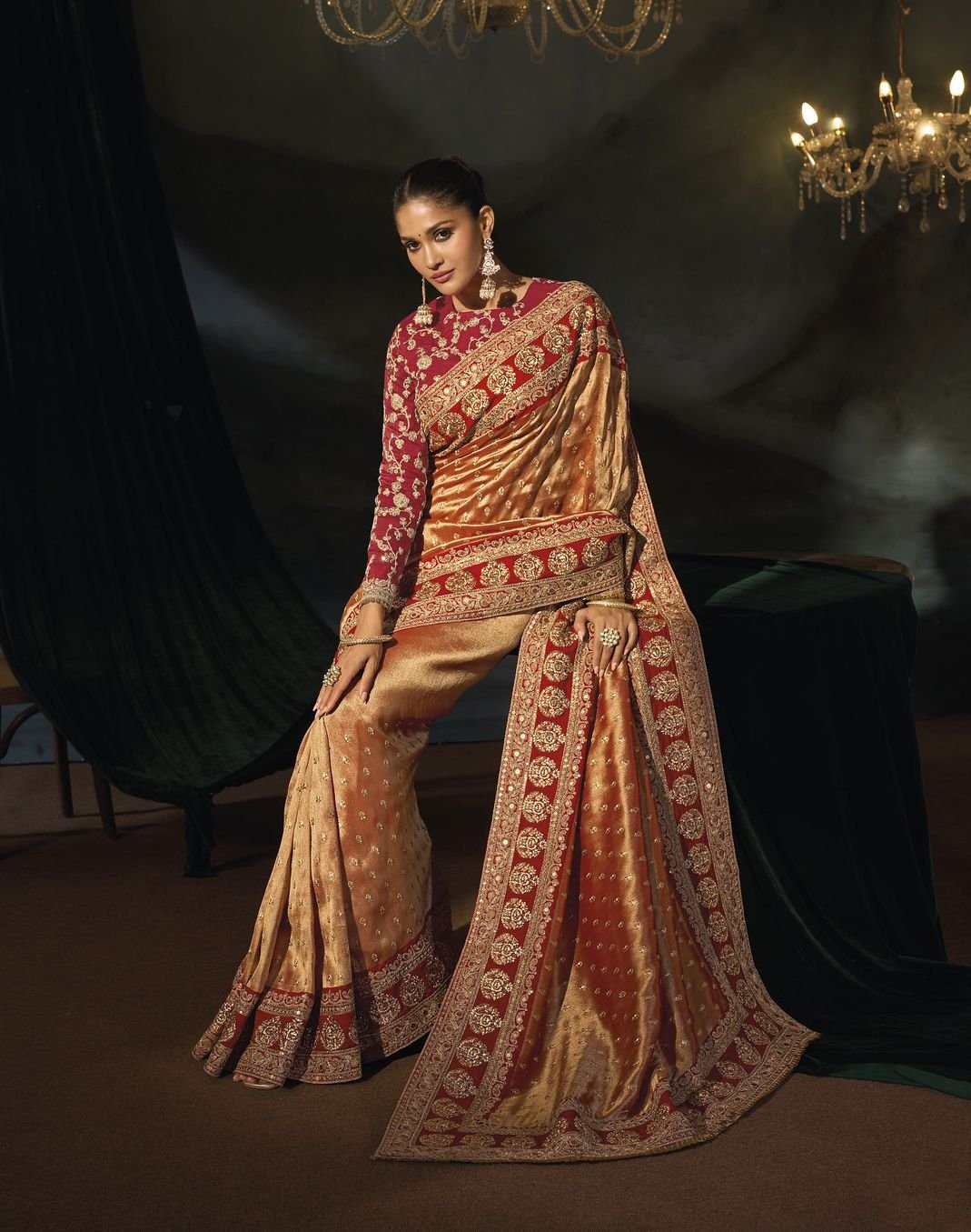 Exquisite Wedding Sarees with Heavy Handcrafted Work - Image 5