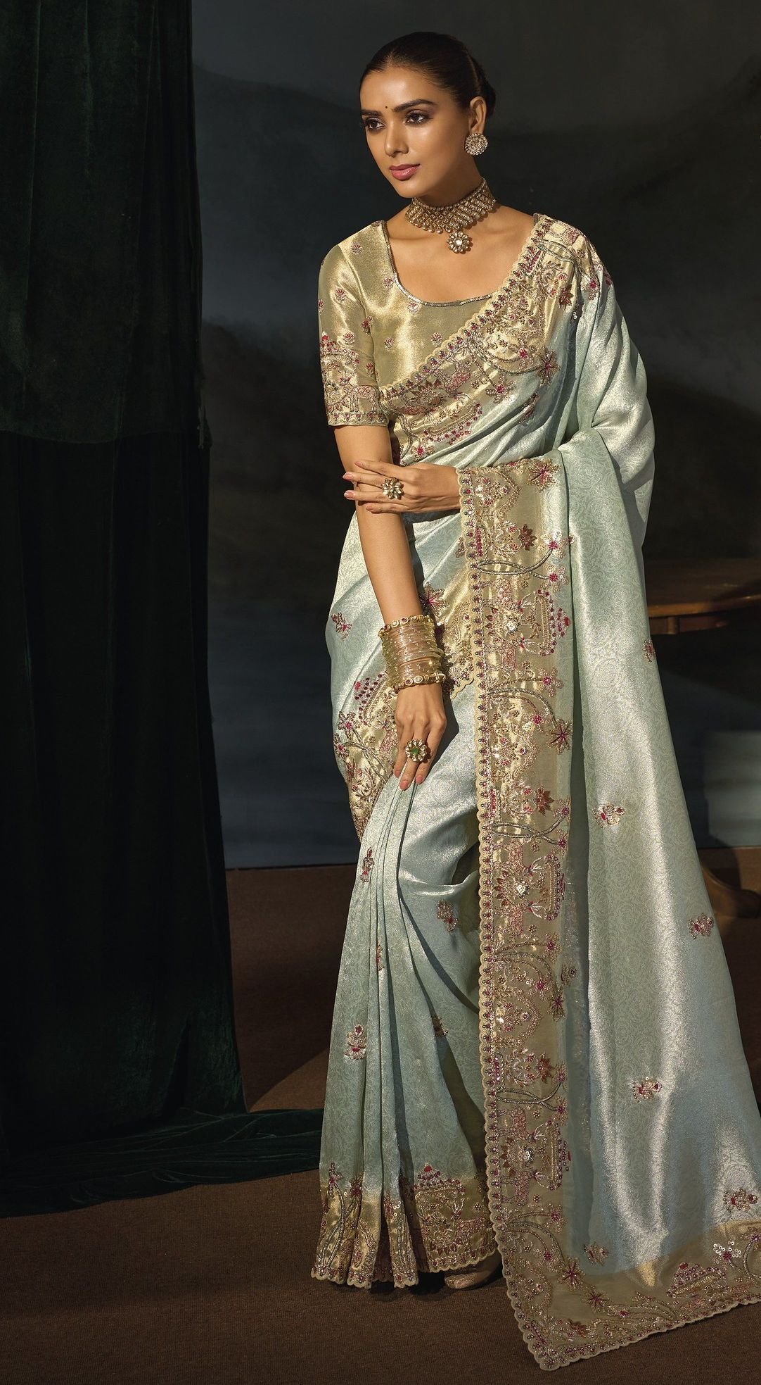 Exquisite Wedding Sarees with Heavy Handcrafted Work - Image 6