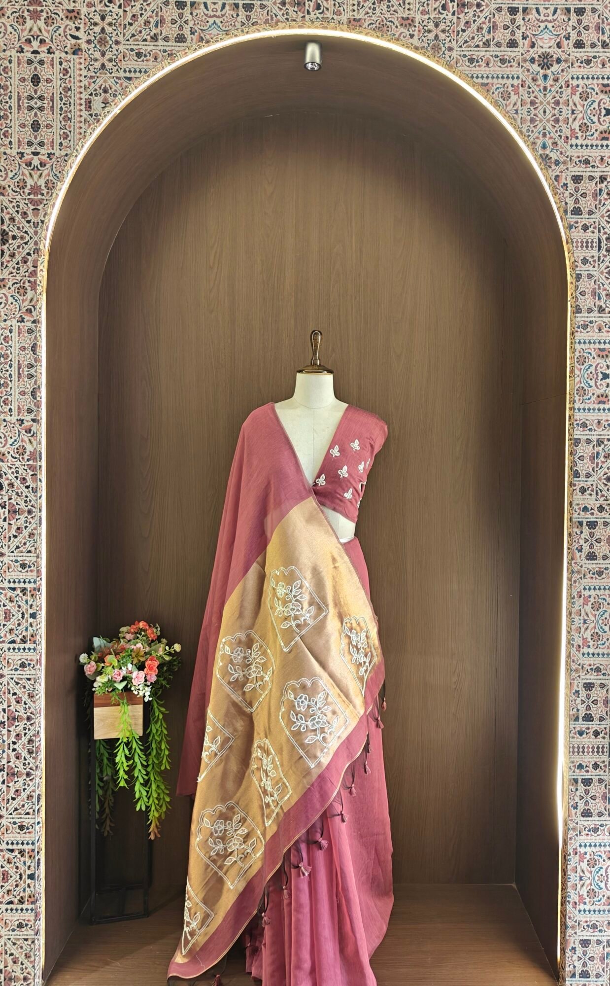 Embroidered Mul Cotton Saree with Aari, Sequin & Dori Work - Image 9