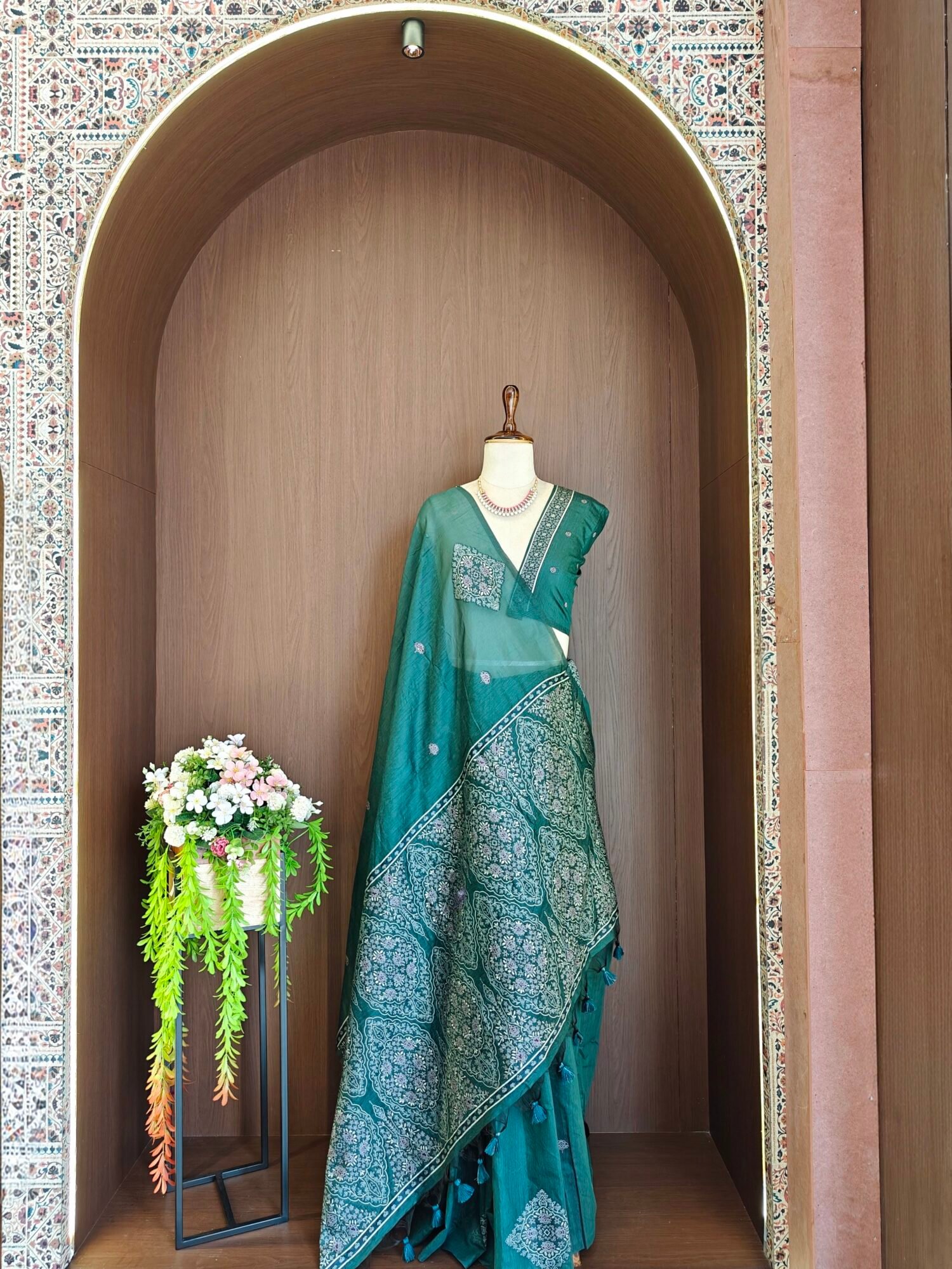 Timeless Soft Muga Cotton Saree with Pashmina Resham Weaving - Image 6