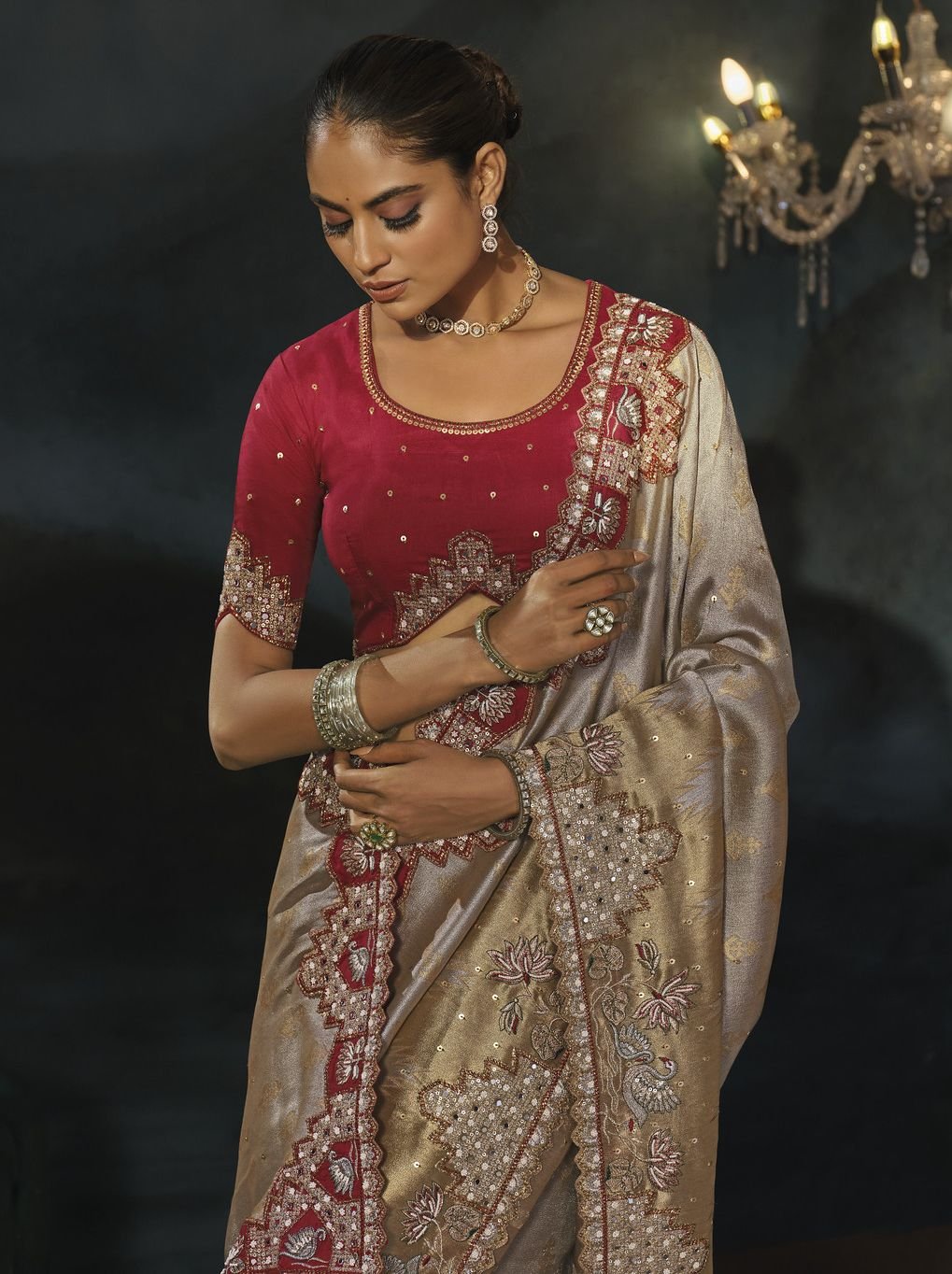 Exquisite Wedding Sarees with Heavy Handcrafted Work