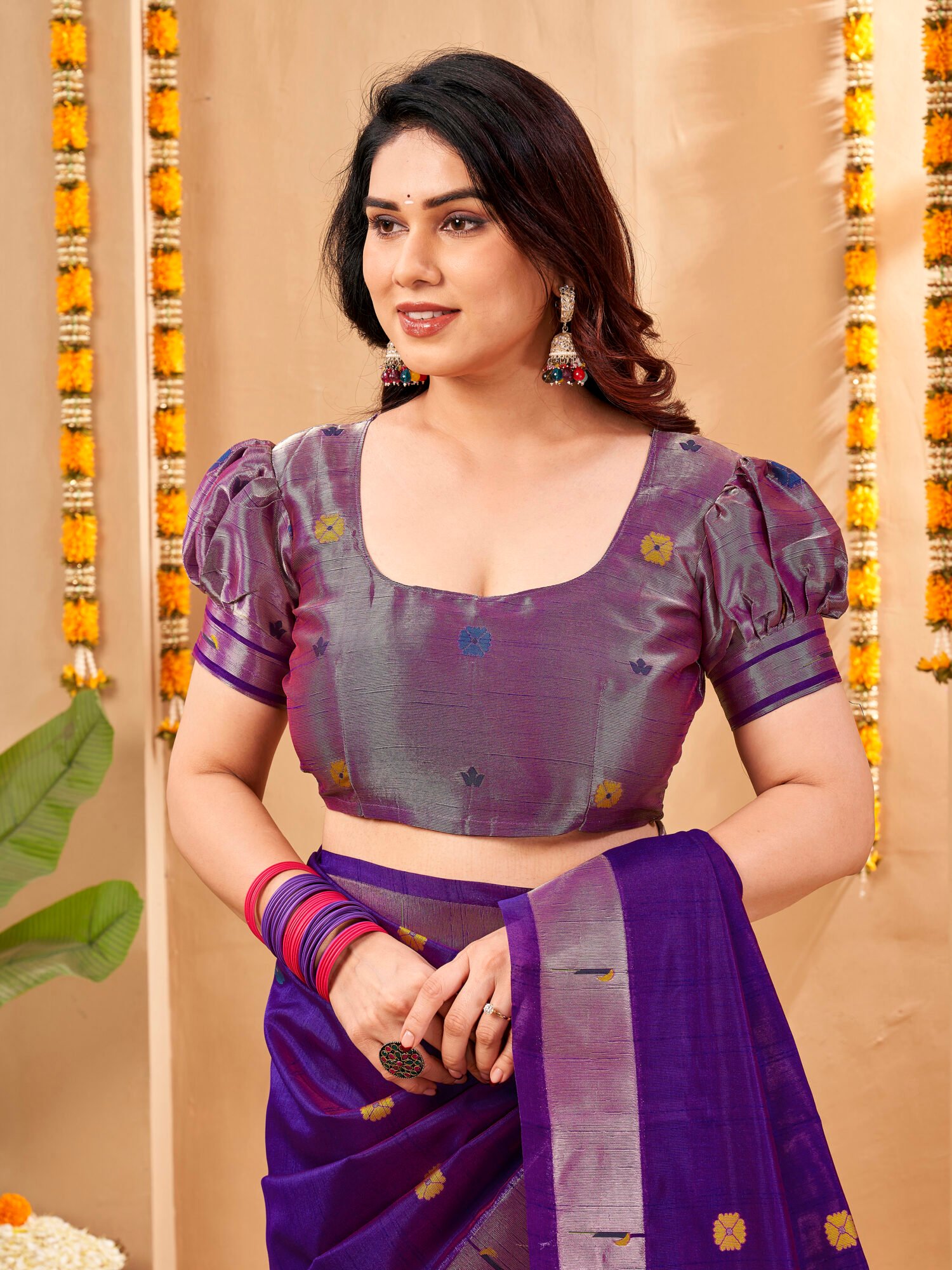 Regal Khadi Raw Silk Saree with Meena Weaving - Image 3