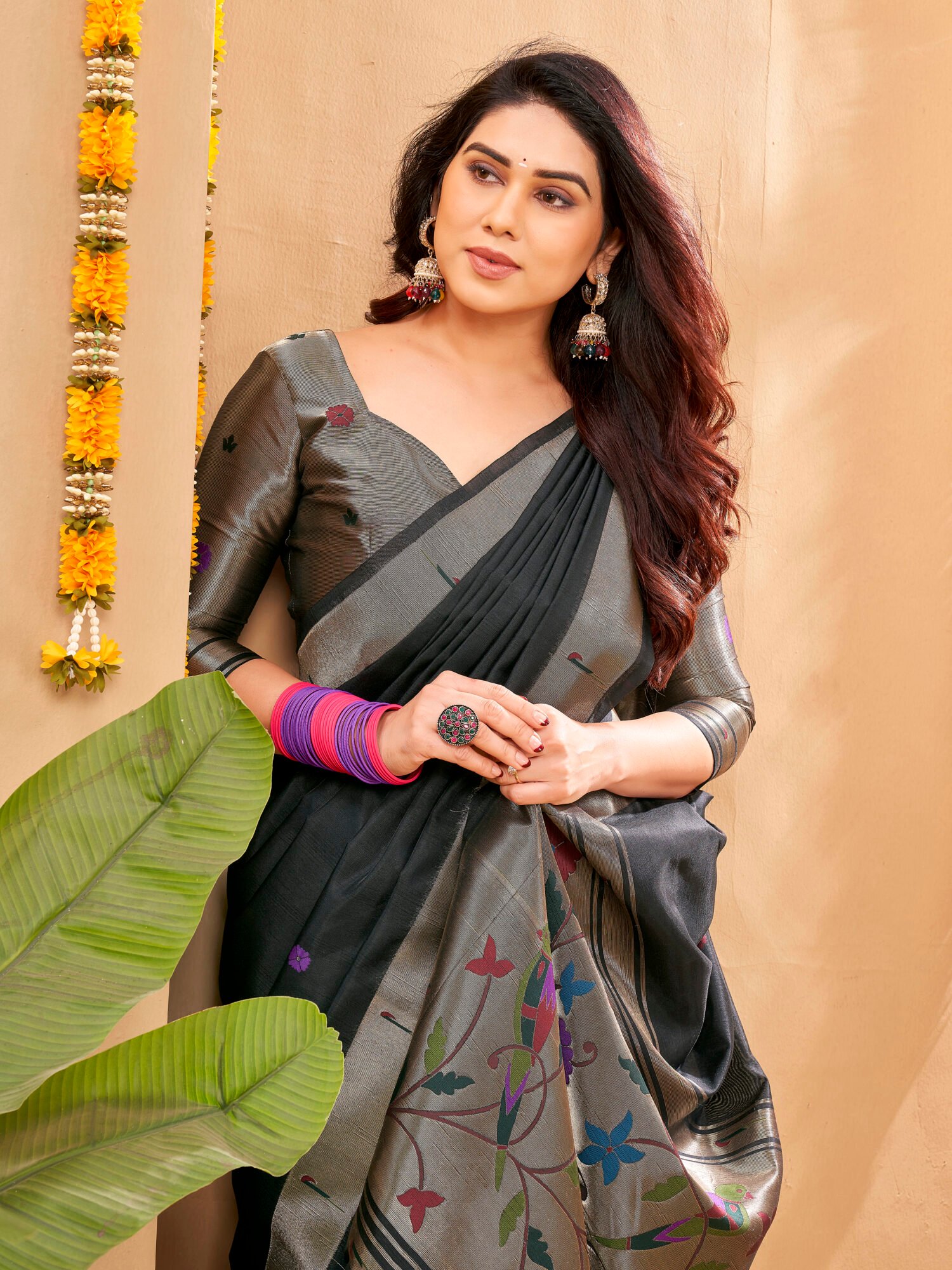 Regal Khadi Raw Silk Saree with Meena Weaving