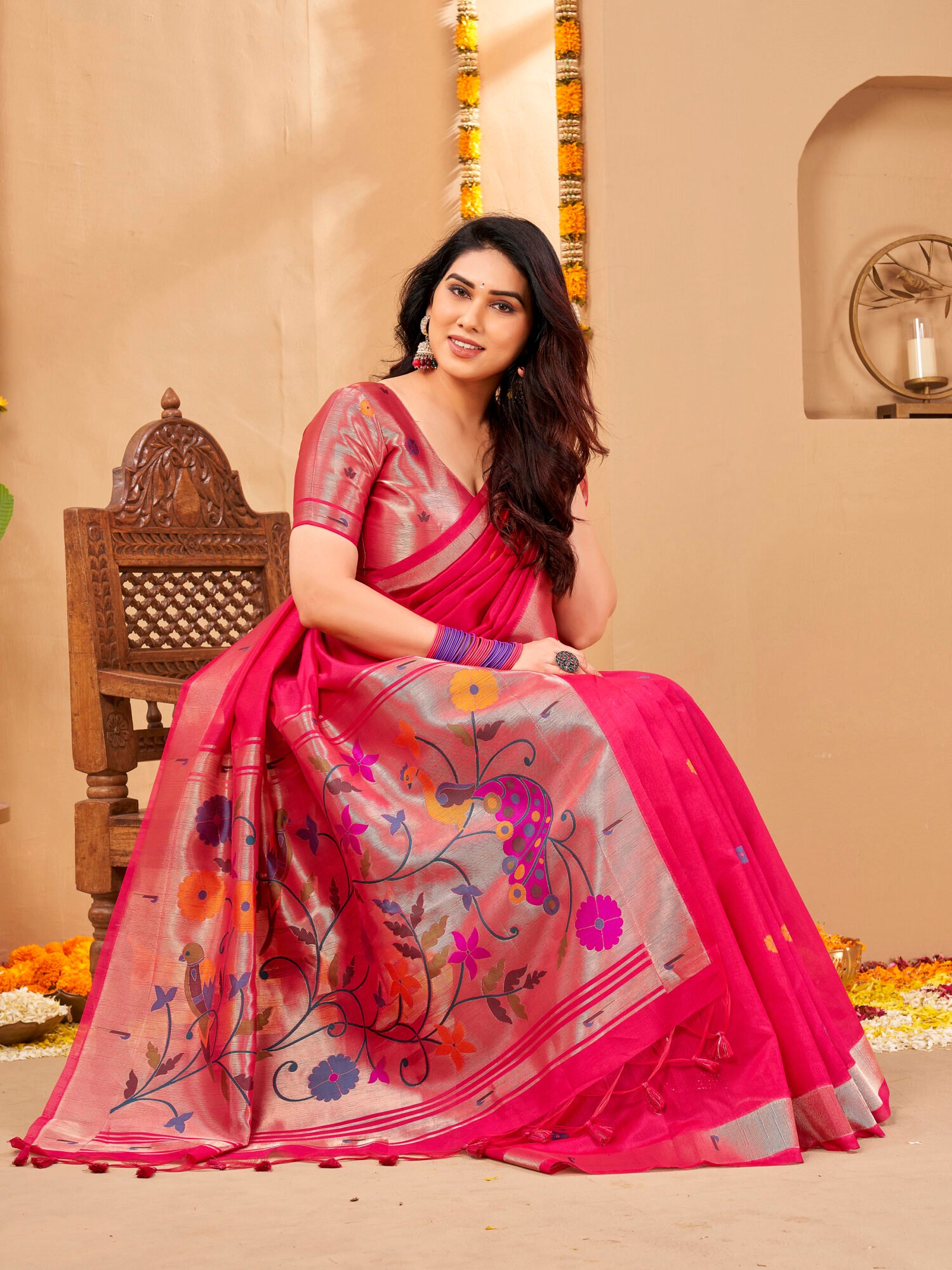 Regal Khadi Raw Silk Saree with Meena Weaving - Image 6