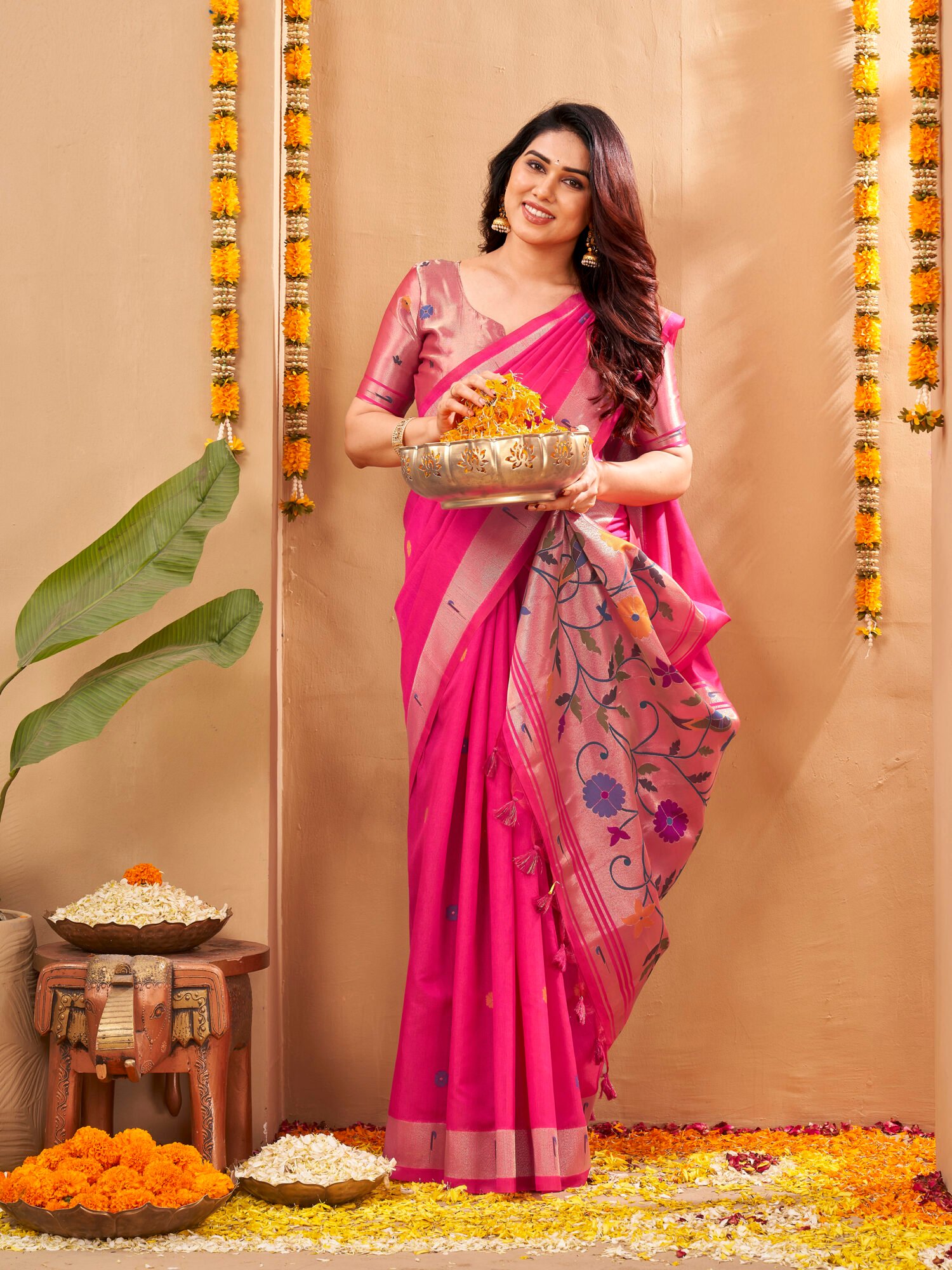 Regal Khadi Raw Silk Saree with Meena Weaving - Image 8
