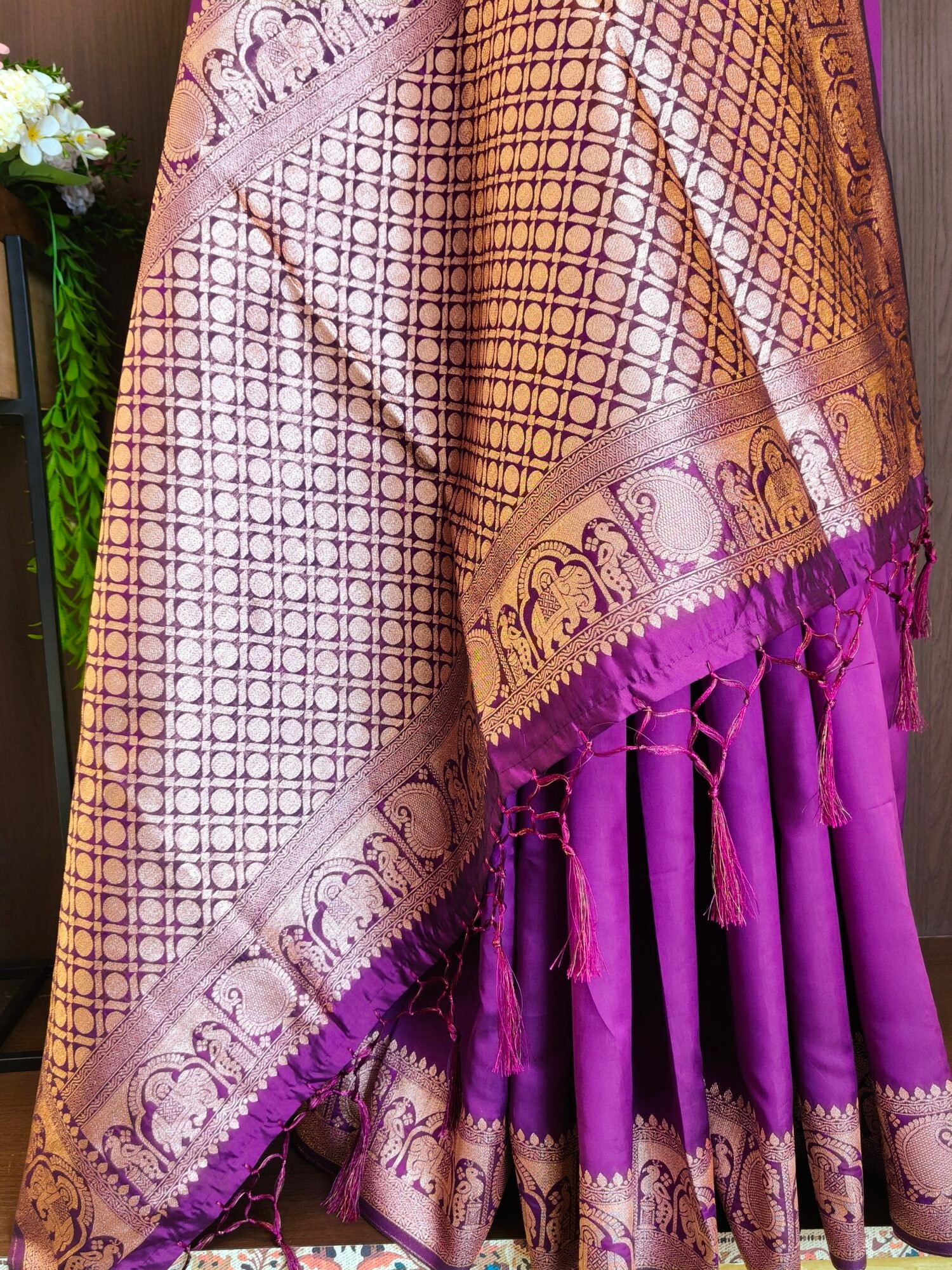 Classic Banarasi Raw Silk Saree with Golden Zari Pallu - Image 4