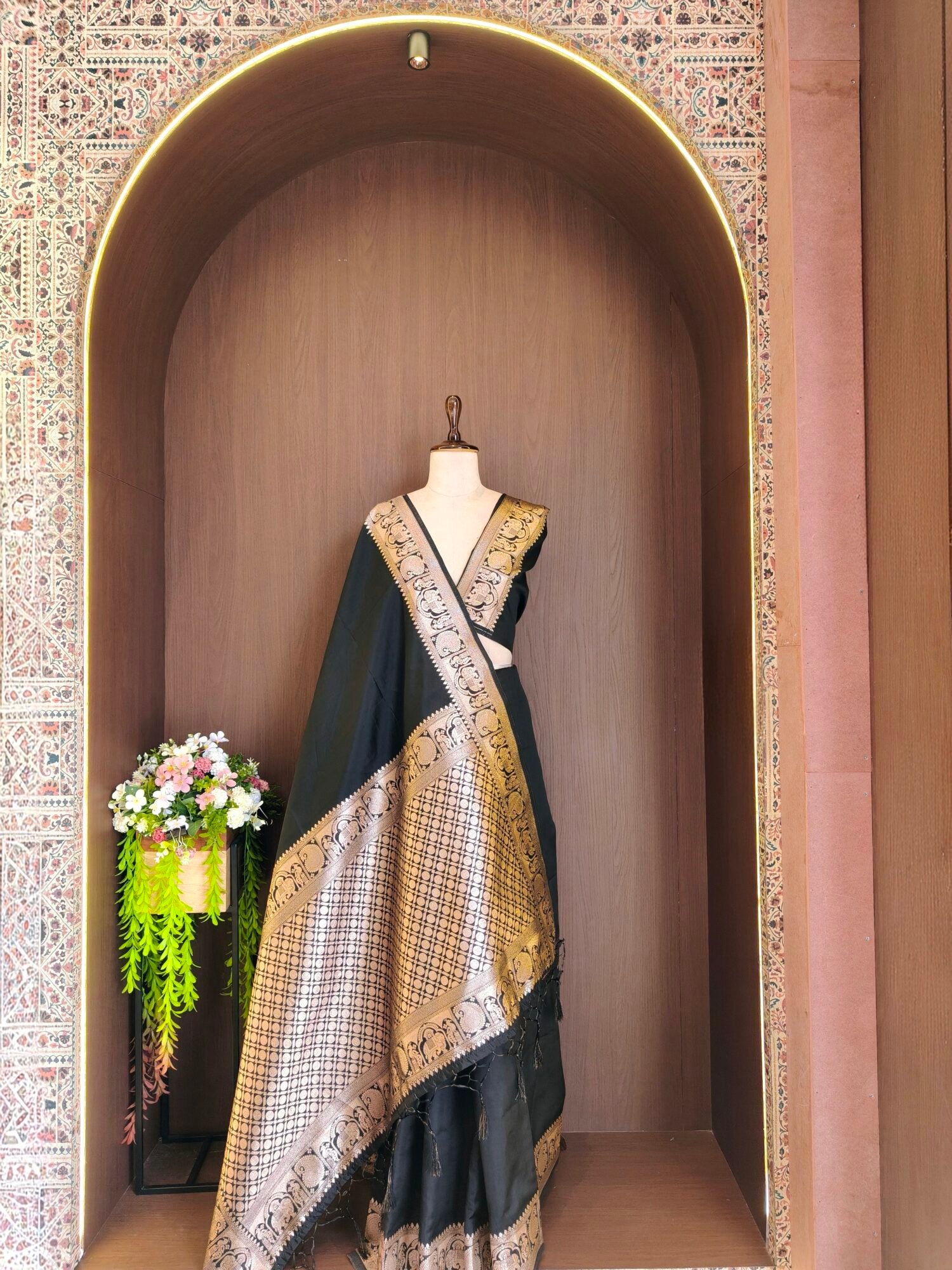 Classic Banarasi Raw Silk Saree with Golden Zari Pallu