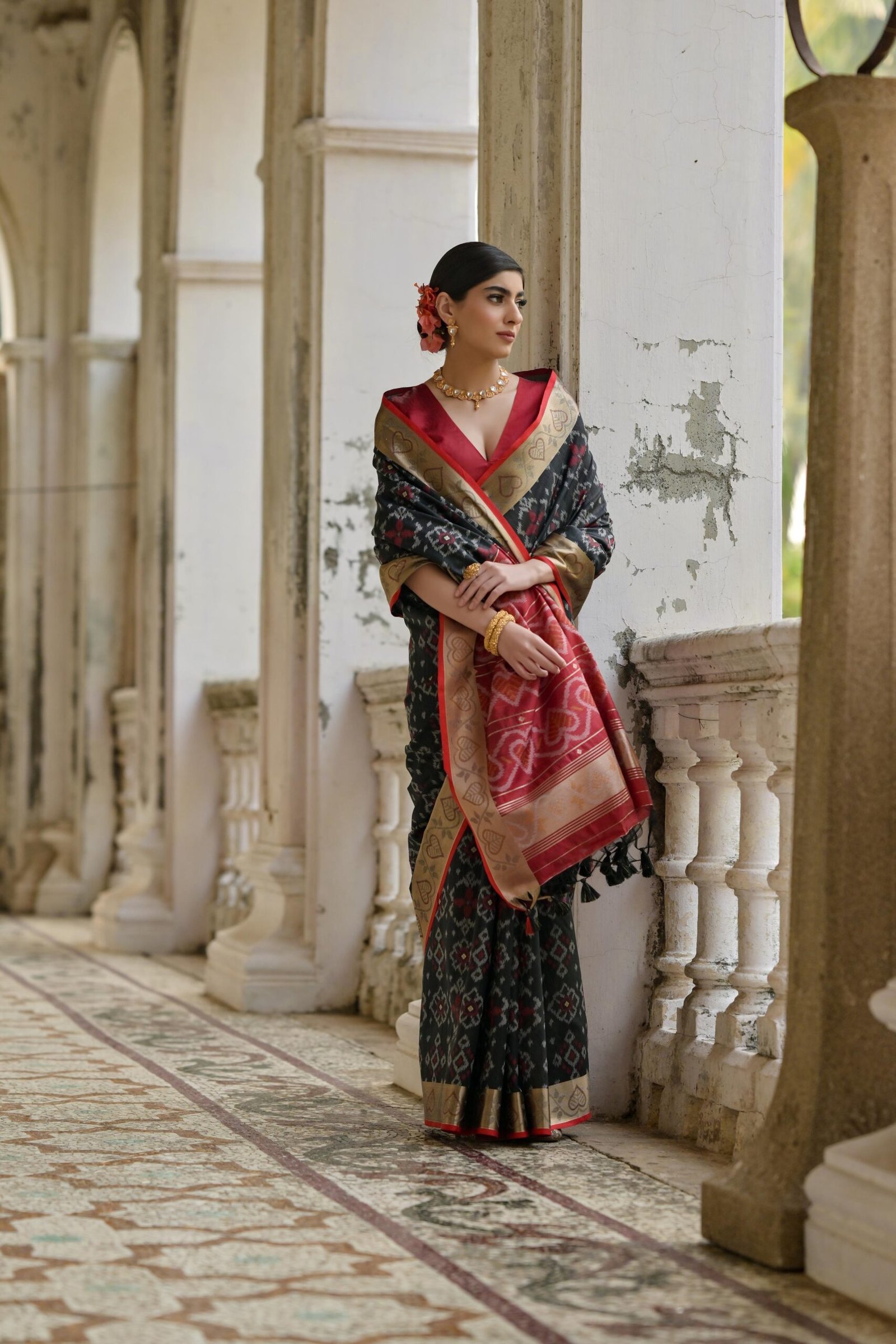 Signature Desi Raw Silk Pochampally Ikkat Saree - Image 2
