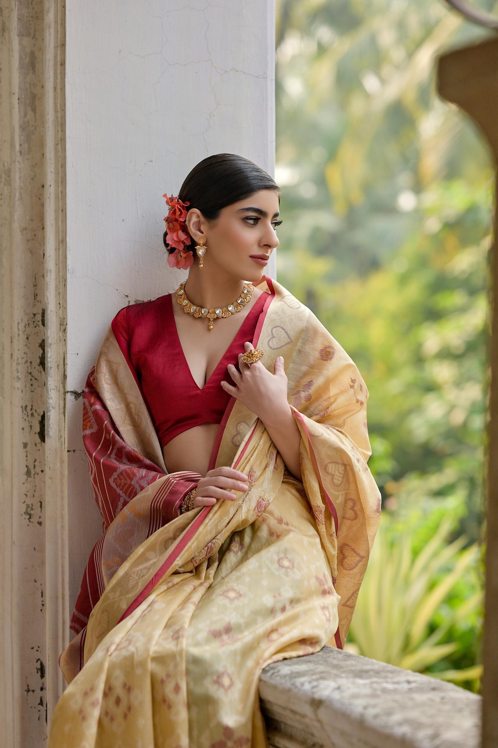 Signature Desi Raw Silk Pochampally Ikkat Saree - Image 3