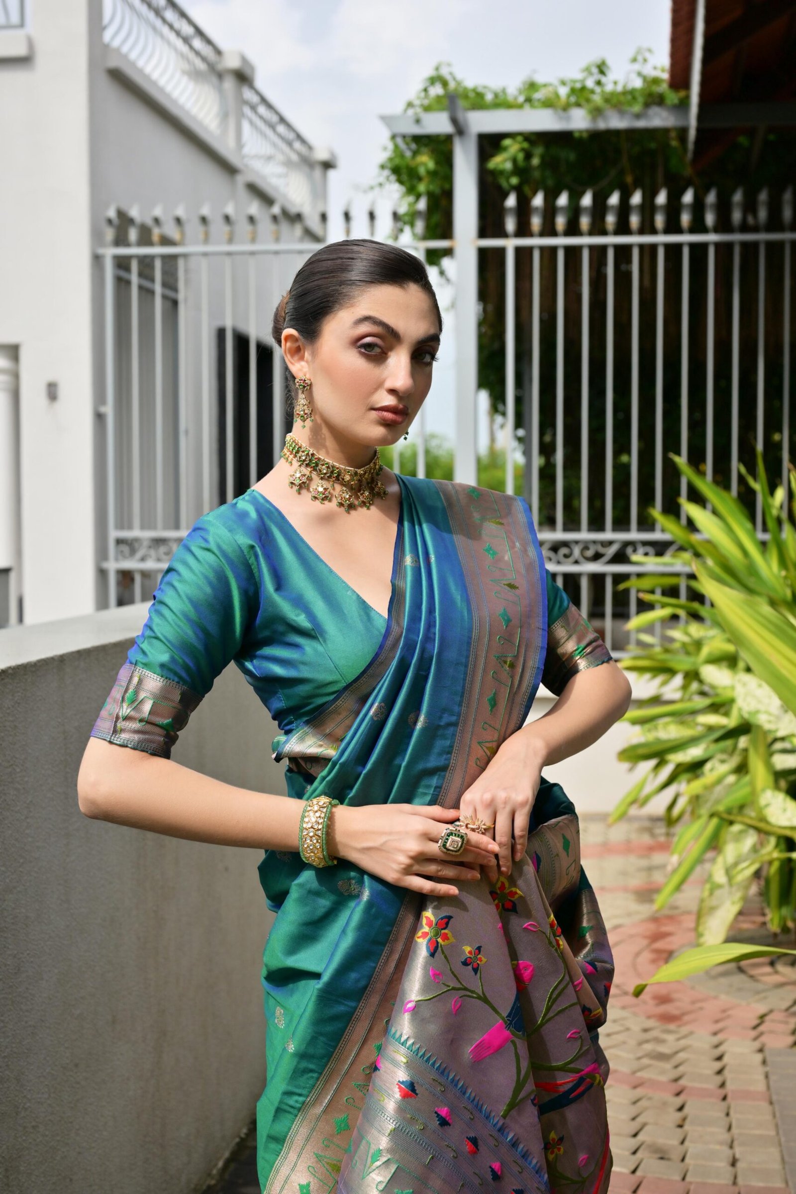 Opulent Banarasi Silk Paithani Saree with Zari & Meena Pallu