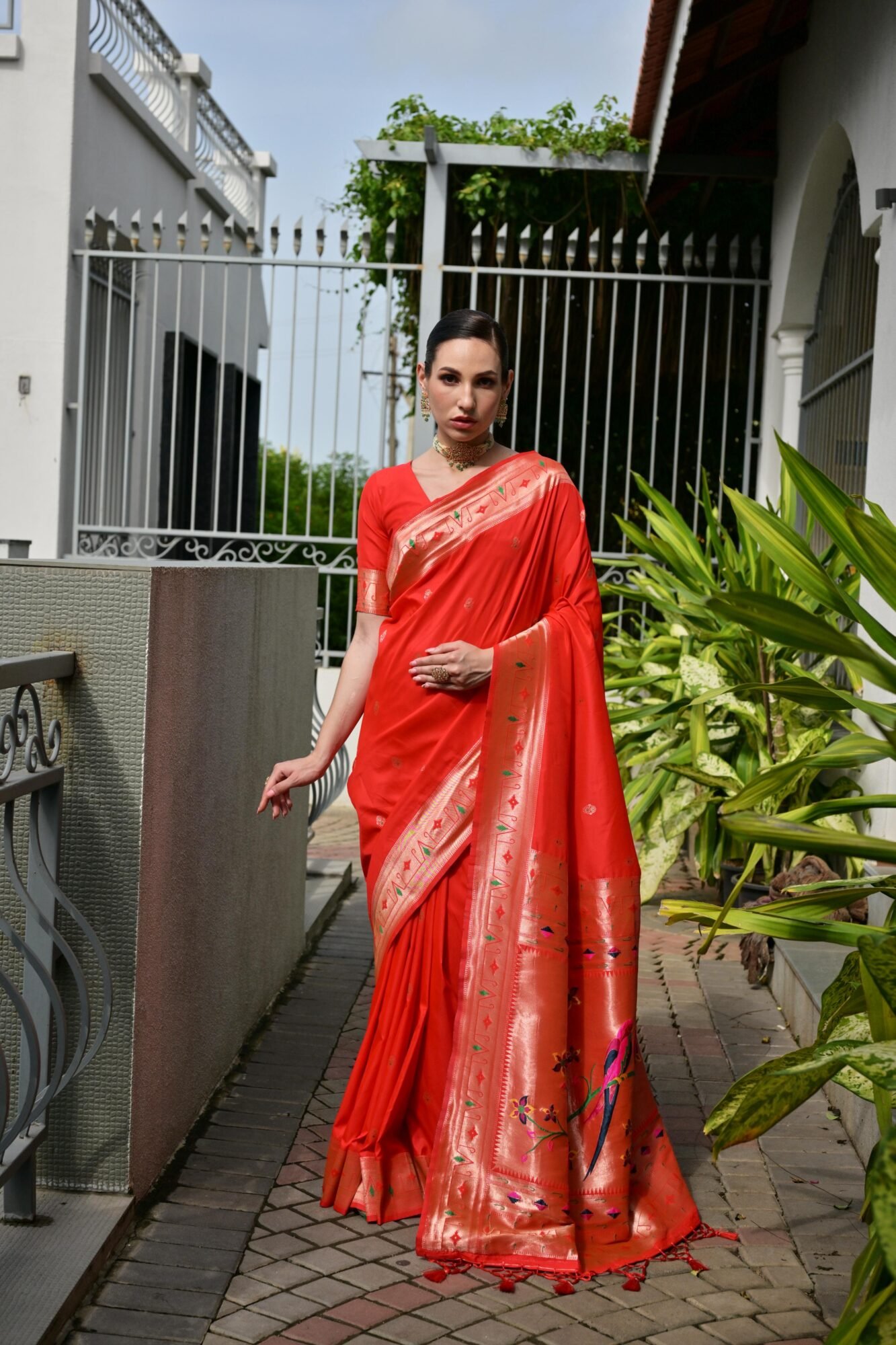 Opulent Banarasi Silk Paithani Saree with Zari & Meena Pallu - Image 6