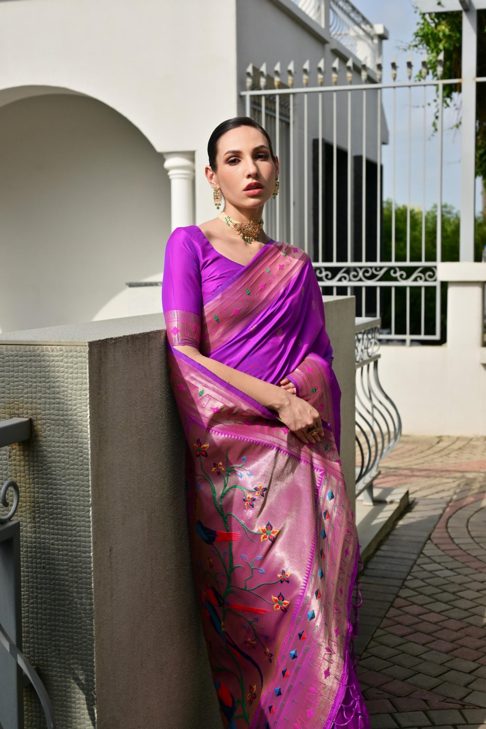 Opulent Banarasi Silk Paithani Saree with Zari & Meena Pallu - Image 7