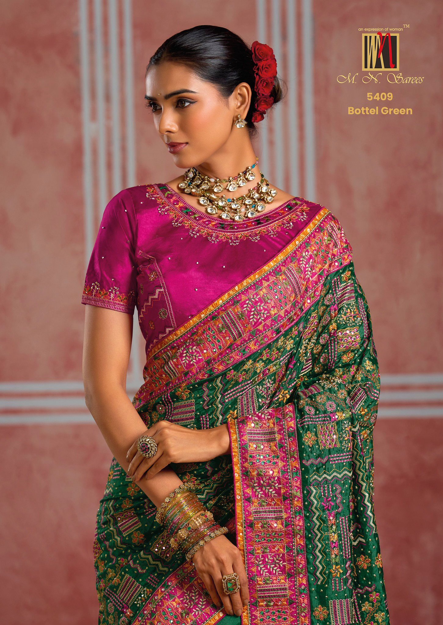 Luxury Silk Saree Collection with Intricate Zari, Mirror & Embellished Work - Image 4