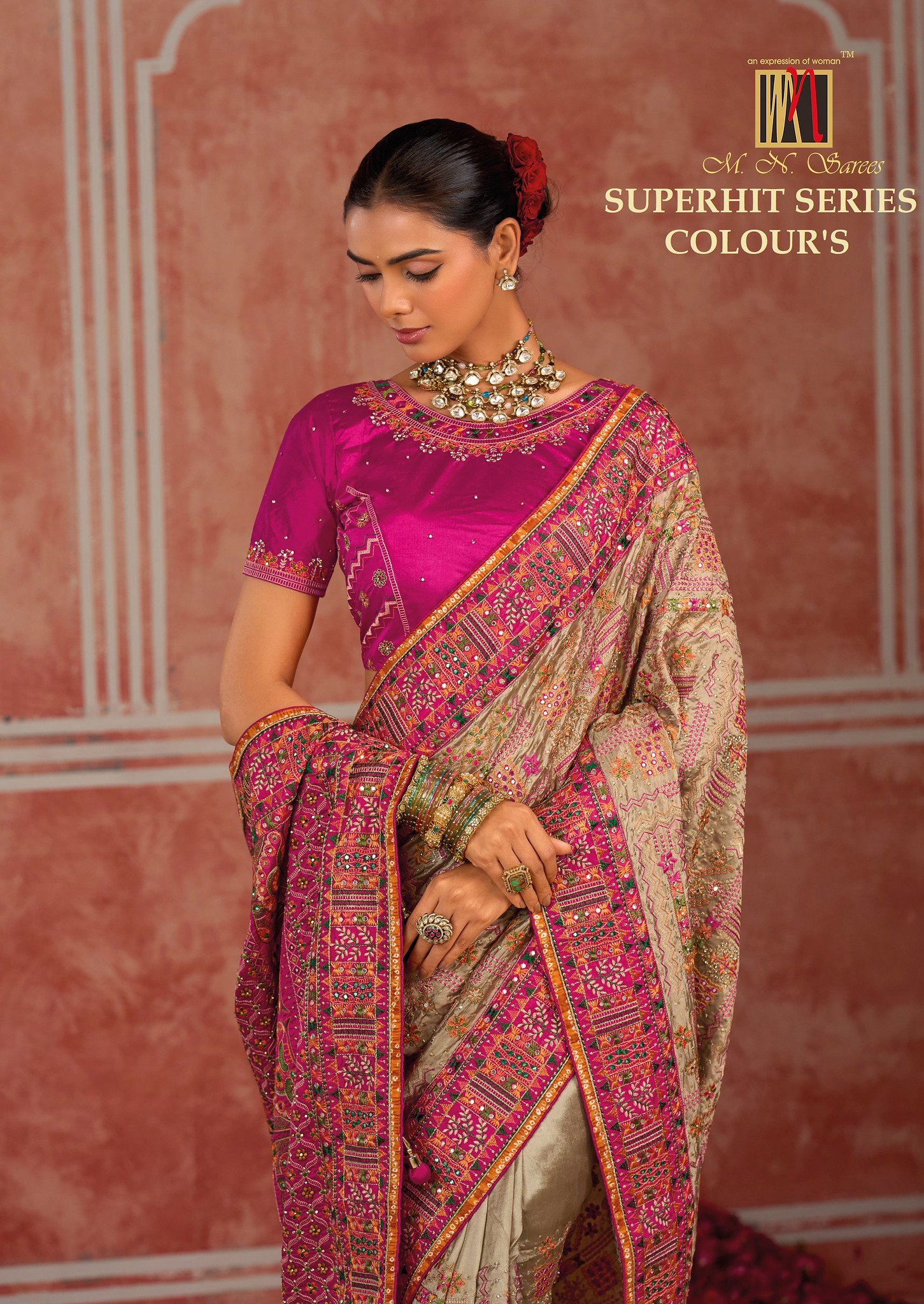 Luxury Silk Saree Collection with Intricate Zari, Mirror & Embellished Work - Image 5