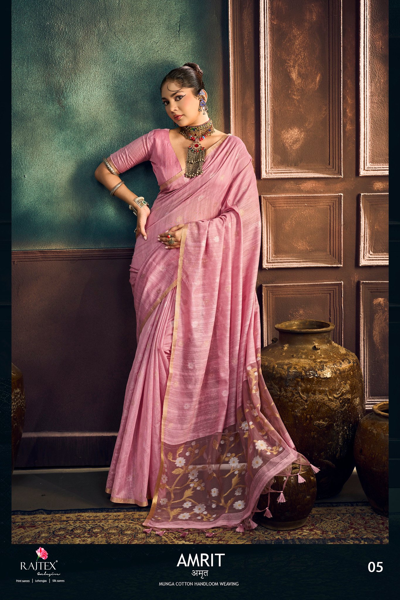 Elegant Pure Munga Cotton Handloom Saree - Image 3