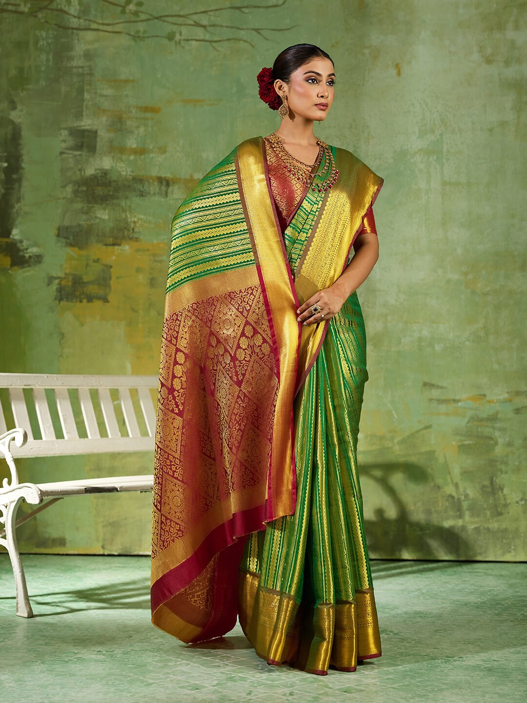 Kanjivaram Art Silk Blend Saree with Rich Zari Work & Designer Pallu - Image 3