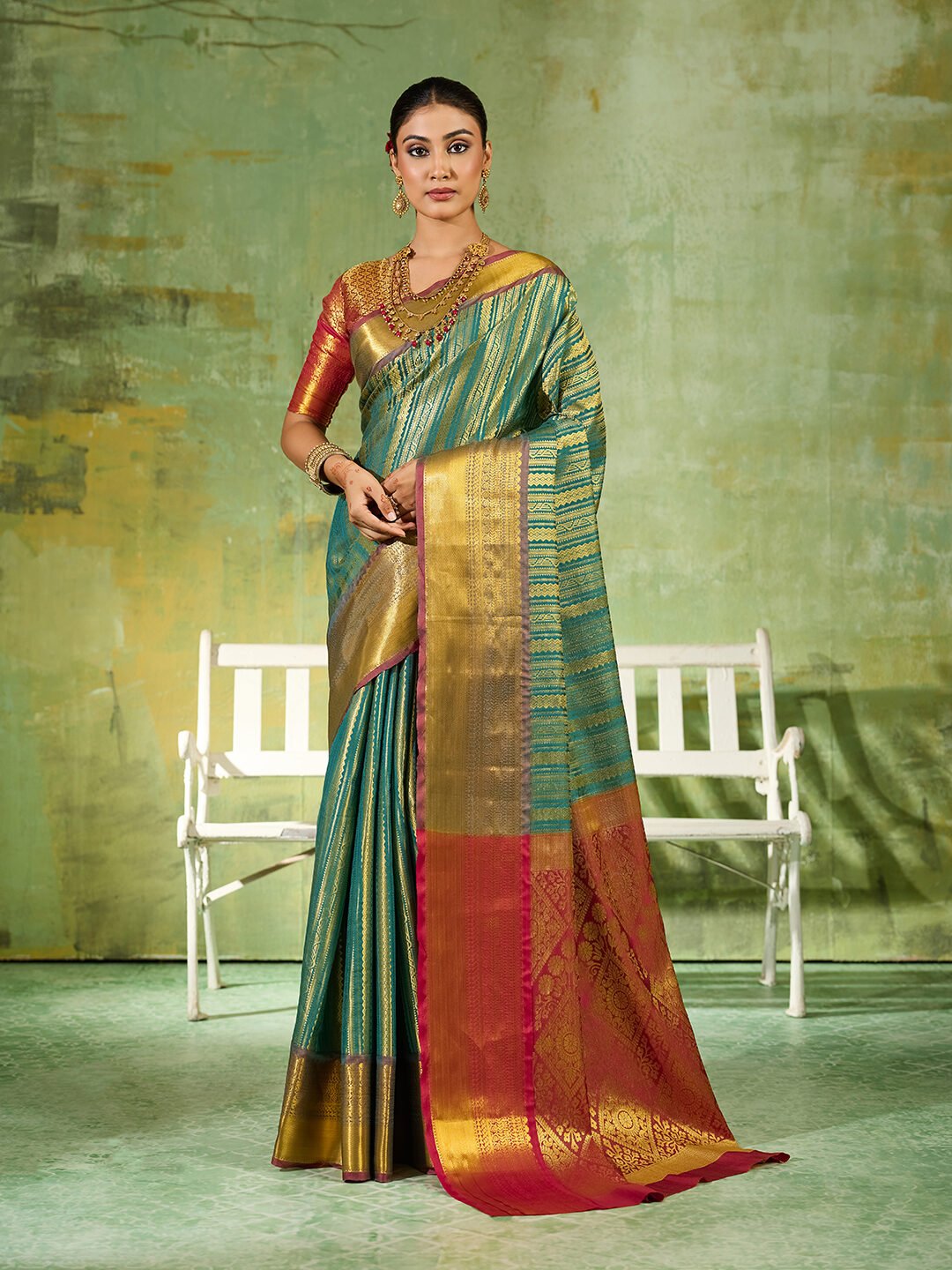 Kanjivaram Art Silk Blend Saree with Rich Zari Work & Designer Pallu - Image 4