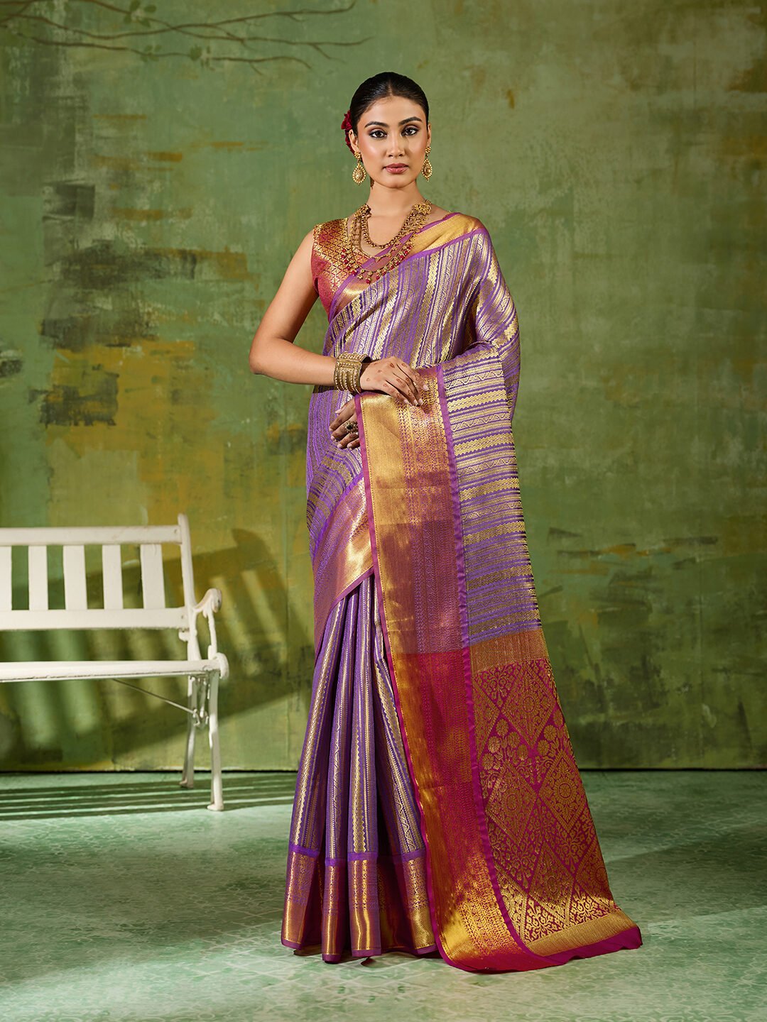Kanjivaram Art Silk Blend Saree with Rich Zari Work & Designer Pallu - Image 5
