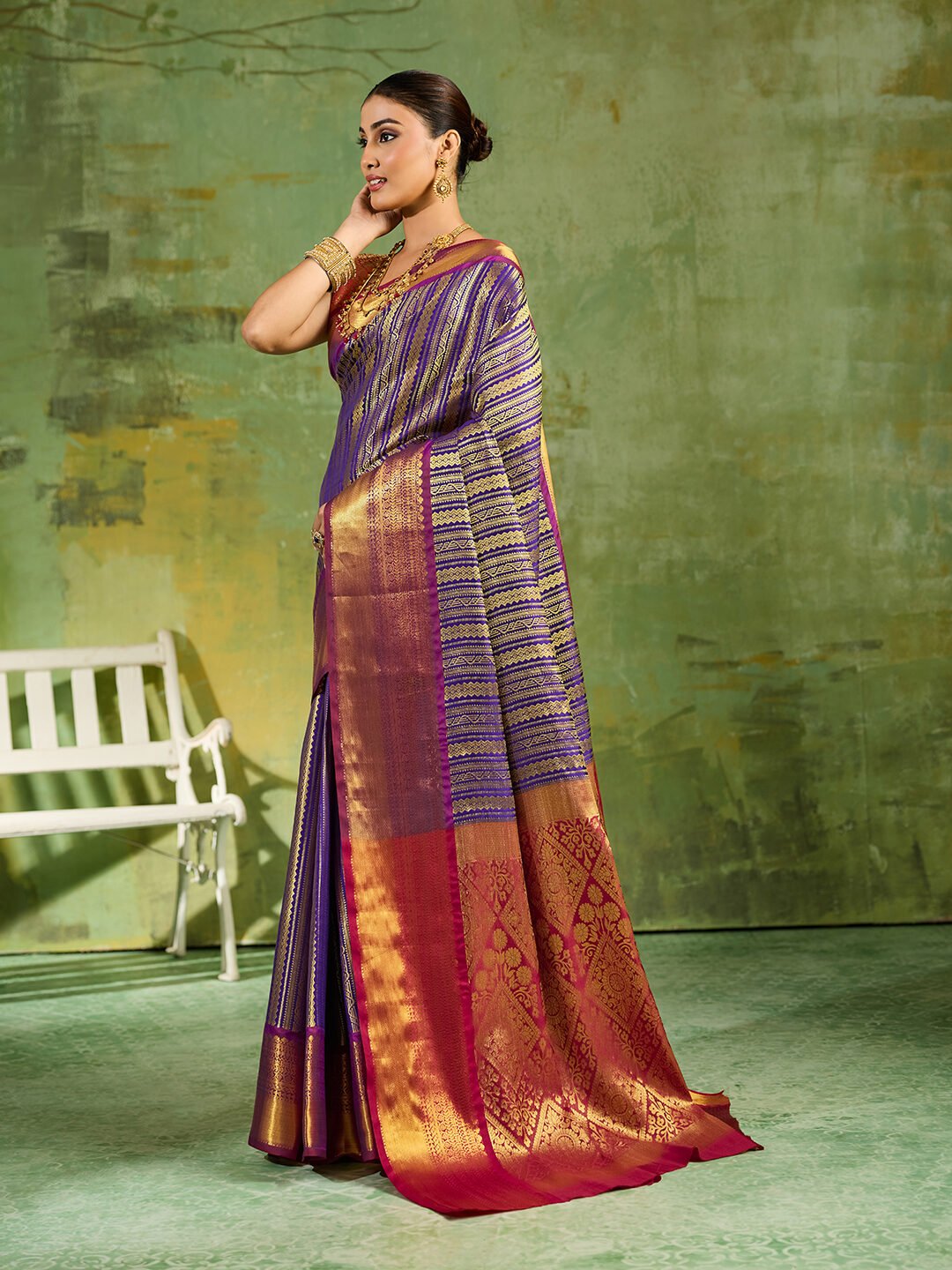 Kanjivaram Art Silk Blend Saree with Rich Zari Work & Designer Pallu - Image 7