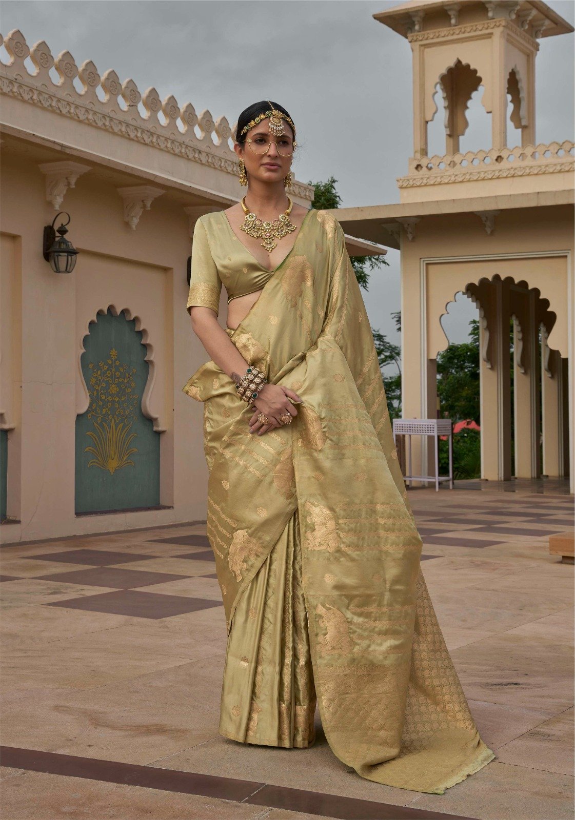 Refined Satin Silk Saree with Self Jacquard & Zari Weaving - Image 2