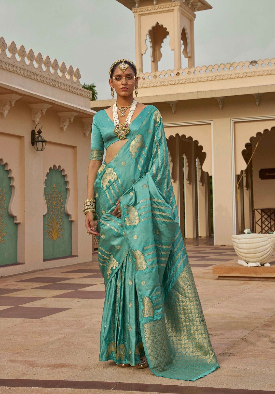 Refined Satin Silk Saree with Self Jacquard & Zari Weaving - Image 3