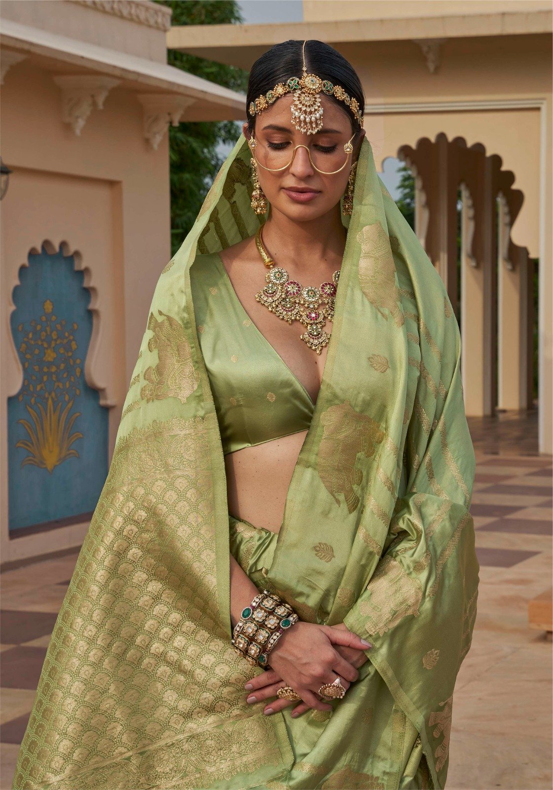 Refined Satin Silk Saree with Self Jacquard & Zari Weaving - Image 7