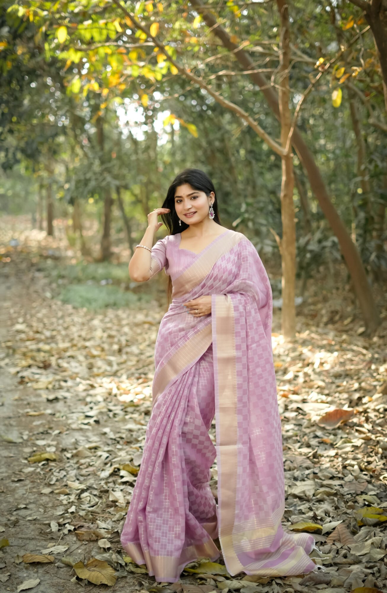 Contemporary Kalyani Silk Saree with Zari Checks & Shaded Box Pattern - Image 5